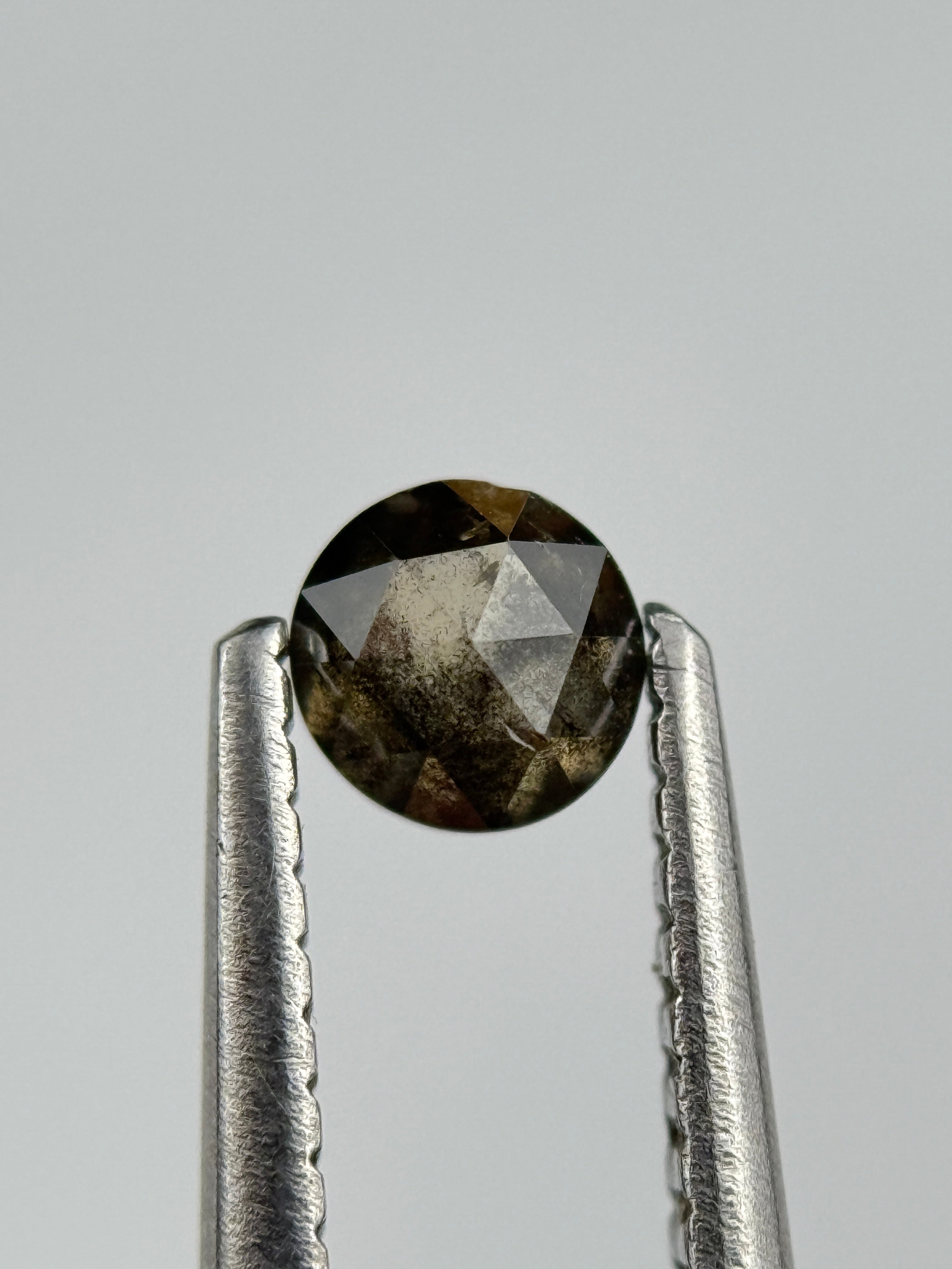 0.34 Ct Round Rose Cut Grey Natural Salt and Pepper Diamond