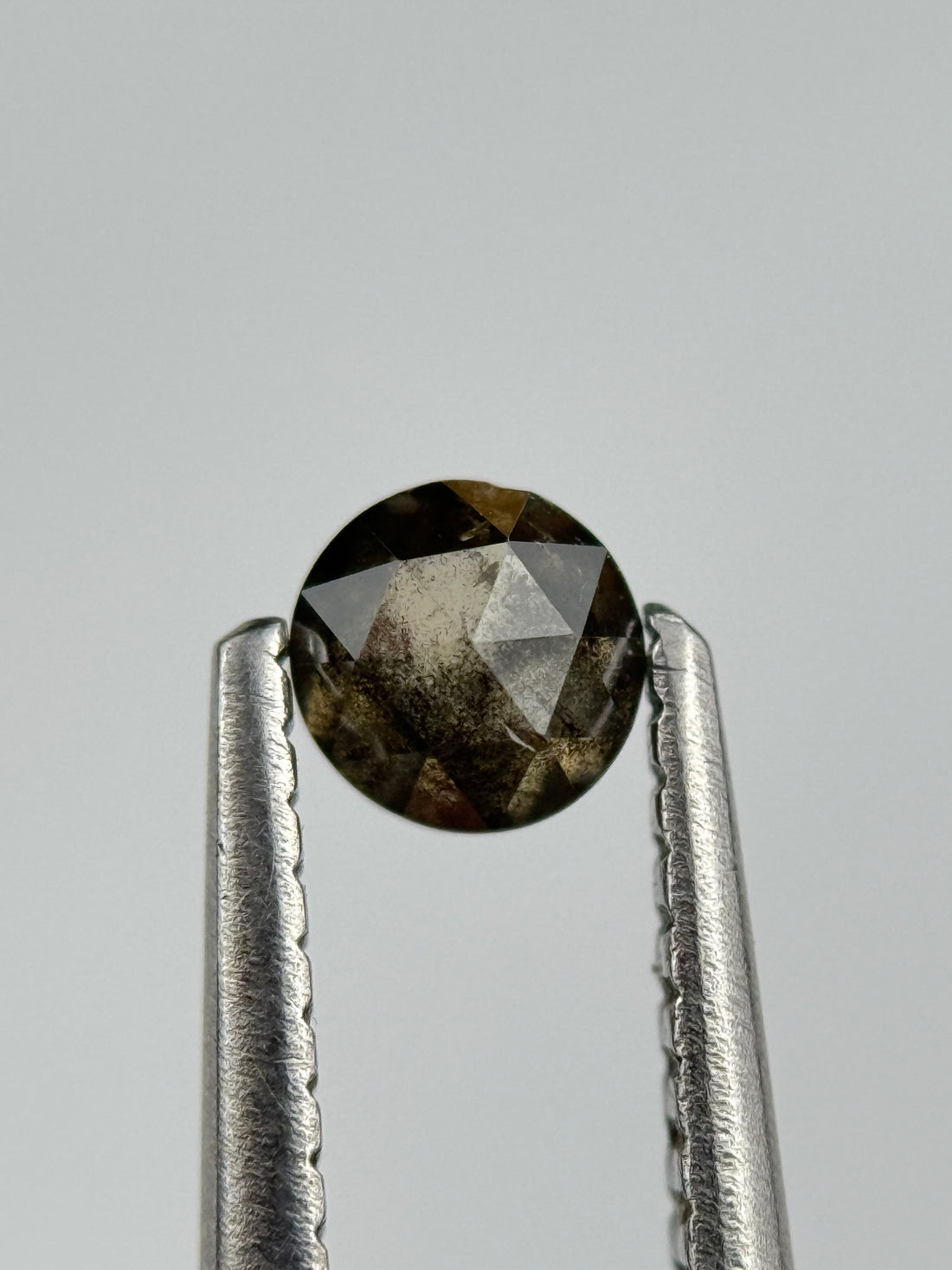 0.34 Ct Round Rose Cut Grey Natural Salt and Pepper Diamond