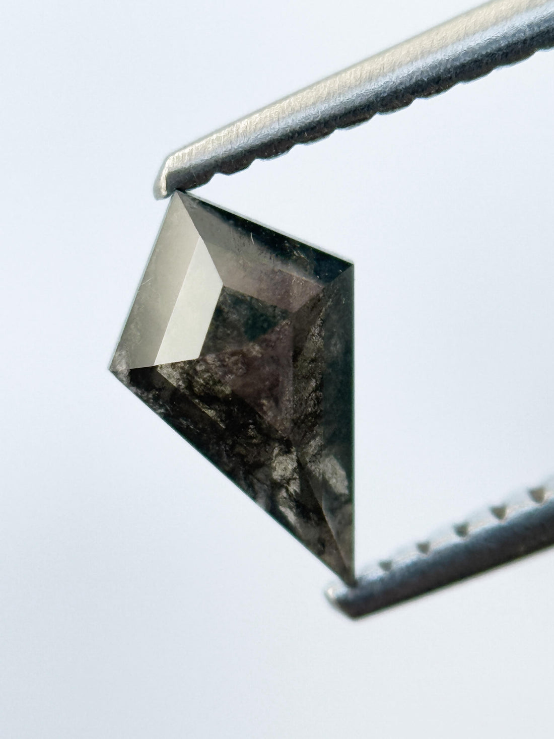 0.58 Ct Kite Rose Cut Grey Natural Salt and Pepper Diamond