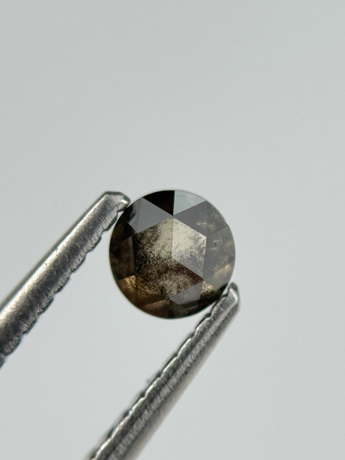0.34 Ct Round Rose Cut Grey Natural Salt and Pepper Diamond