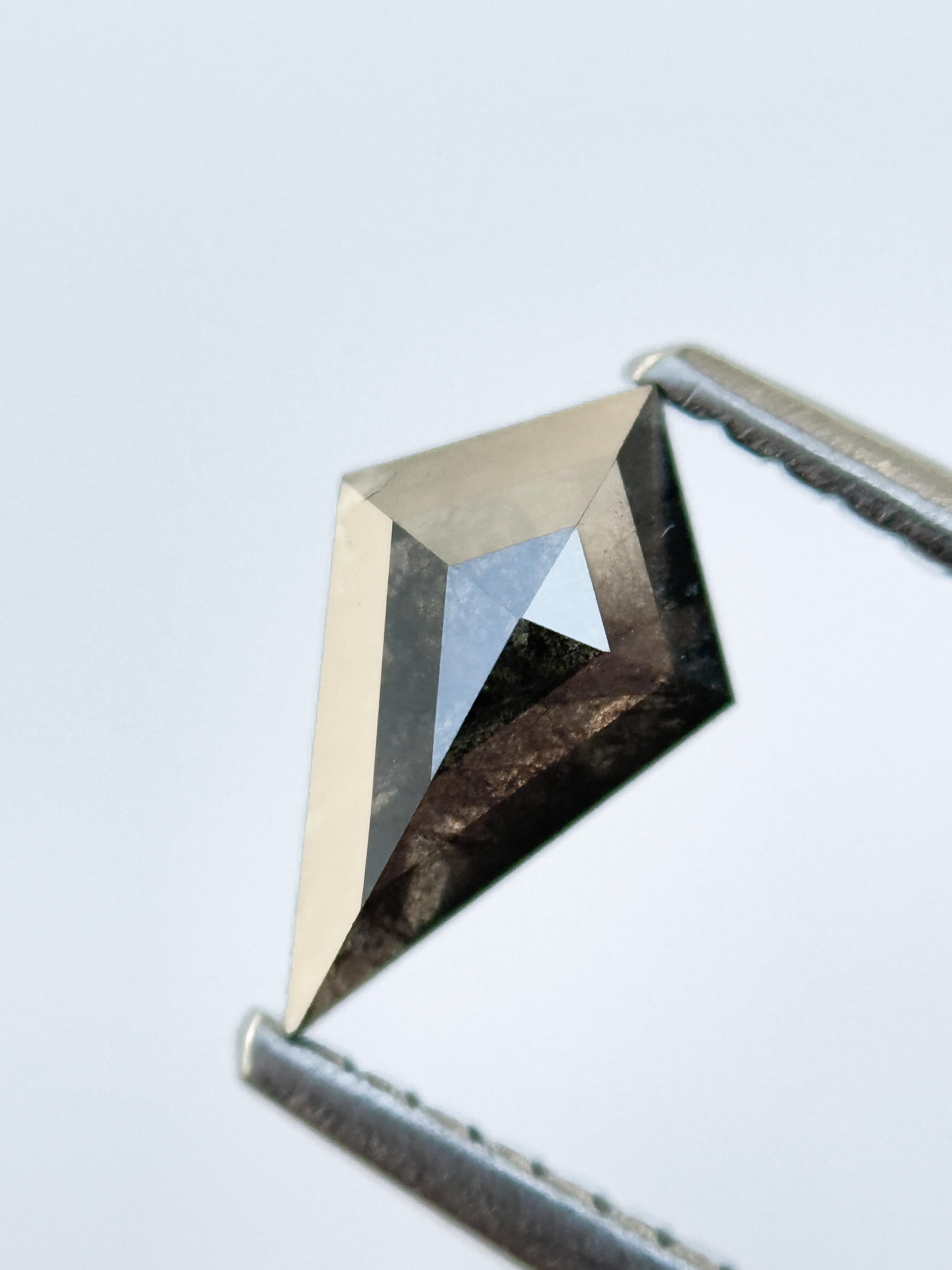 0.58 Ct Kite Rose Cut Grey Natural Salt and Pepper Diamond