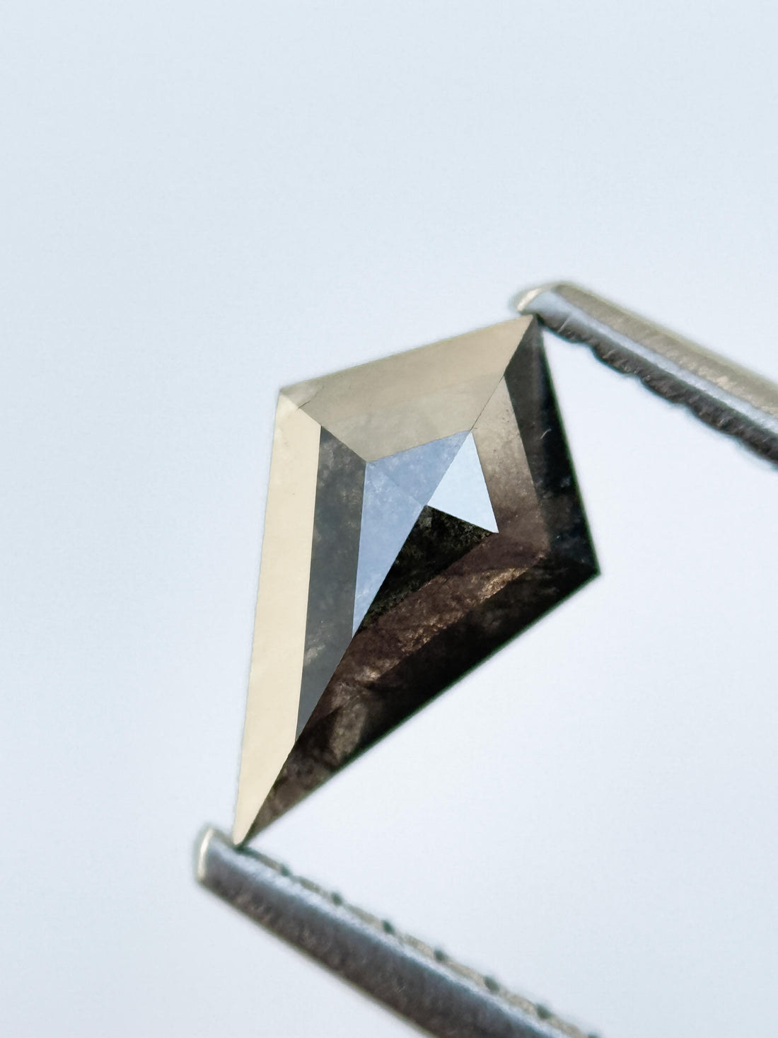 0.58 Ct Kite Rose Cut Grey Natural Salt and Pepper Diamond