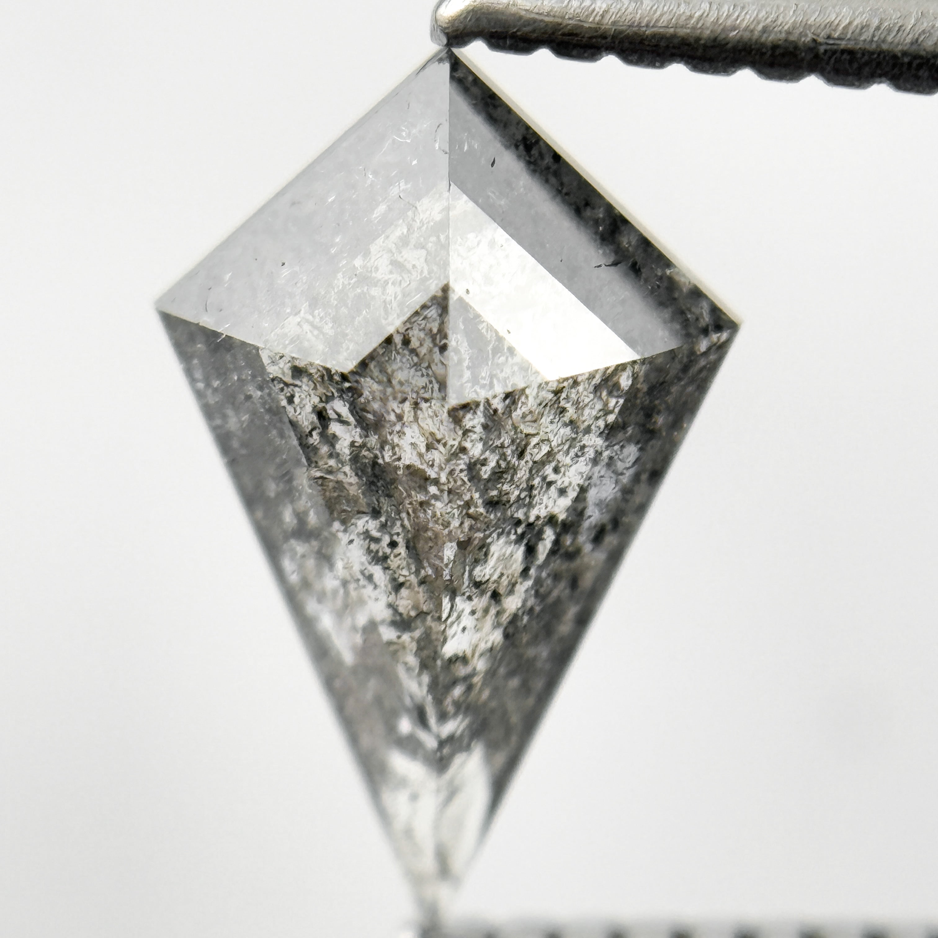 1.38 Ct Kite Rose Cut Grey Natural Minimalist Salt and Pepper Diamond