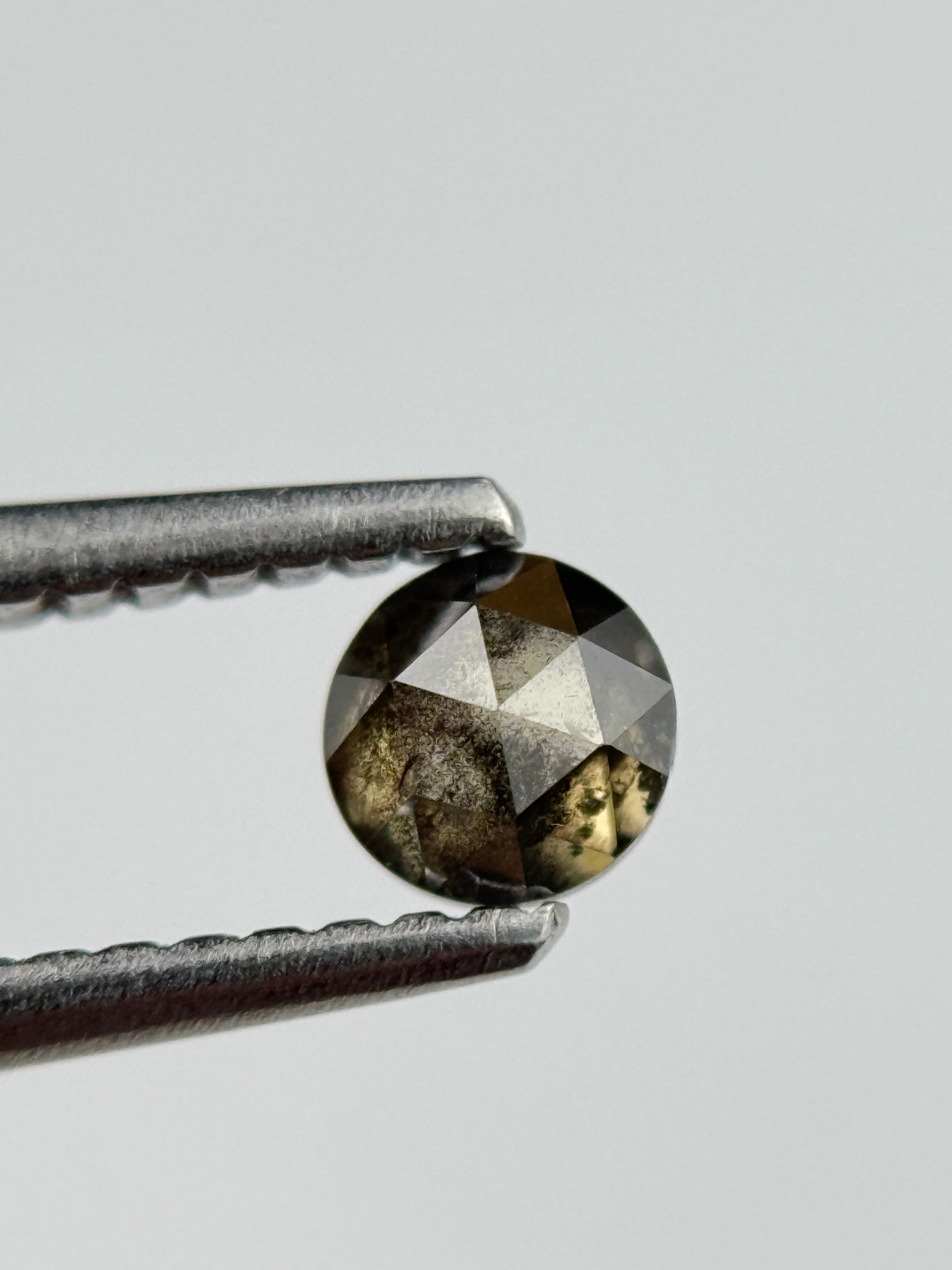 0.34 Ct Round Rose Cut Grey Natural Salt and Pepper Diamond