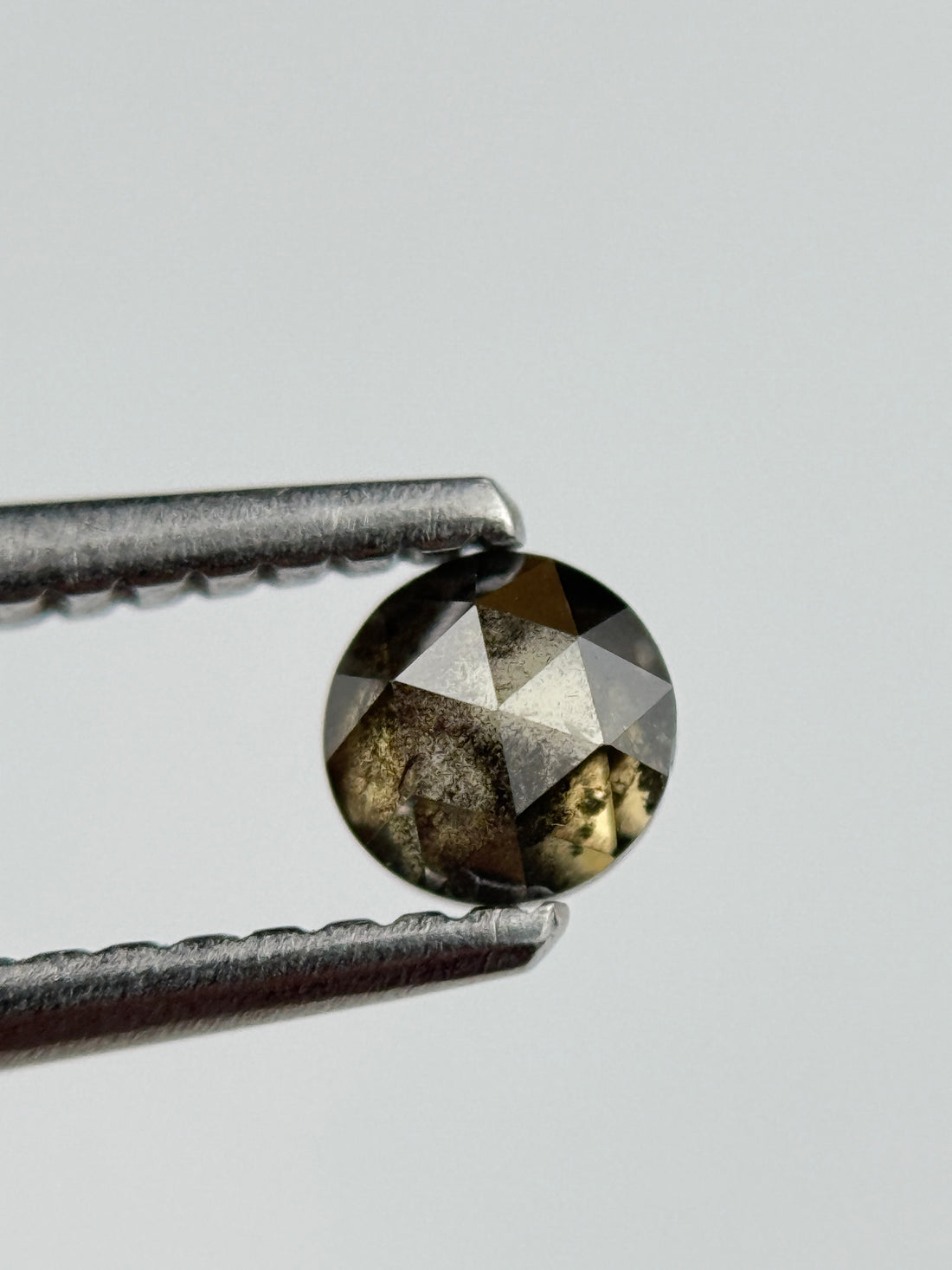 0.34 Ct Round Rose Cut Grey Natural Salt and Pepper Diamond