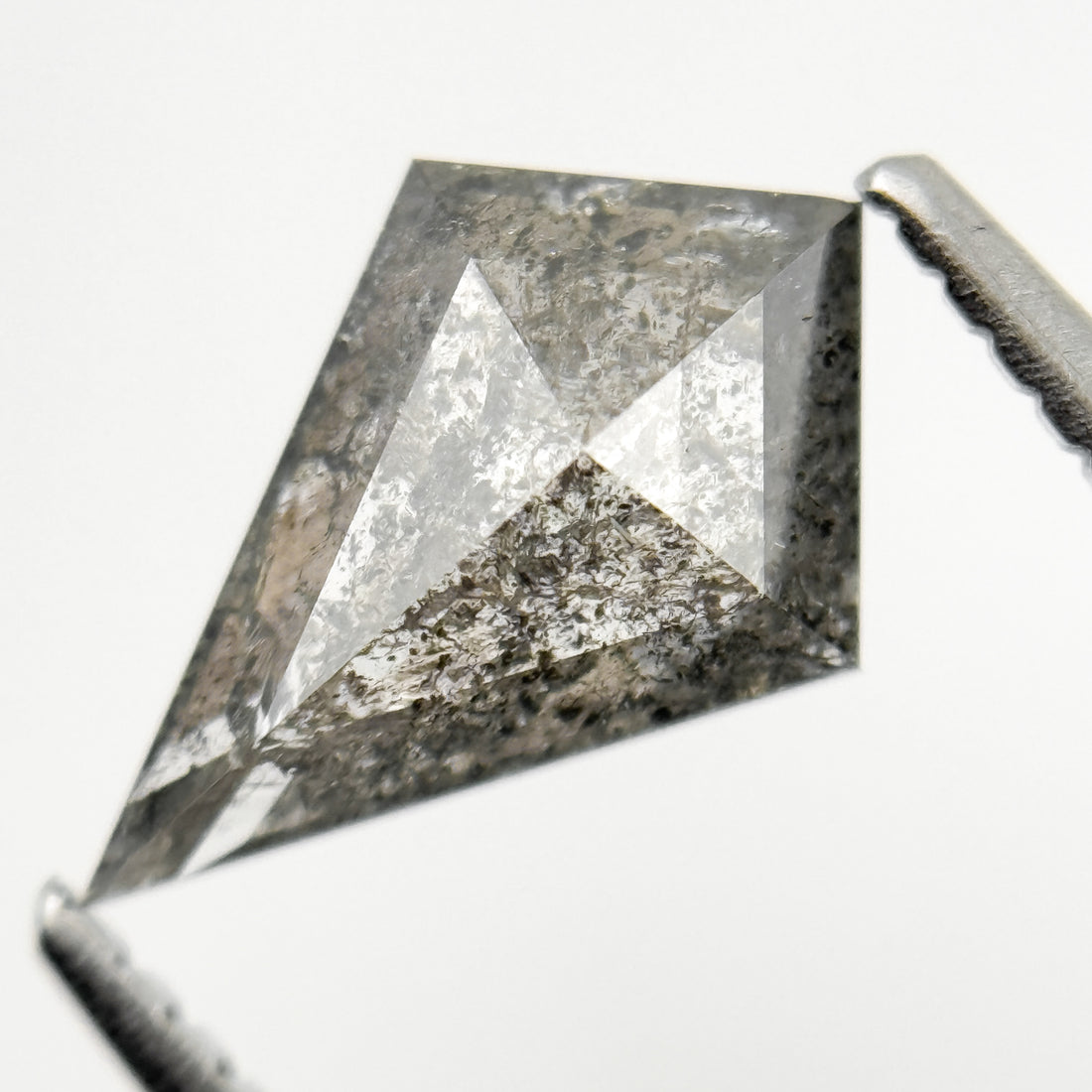 1.38 Ct Kite Rose Cut Grey Natural Minimalist Salt and Pepper Diamond