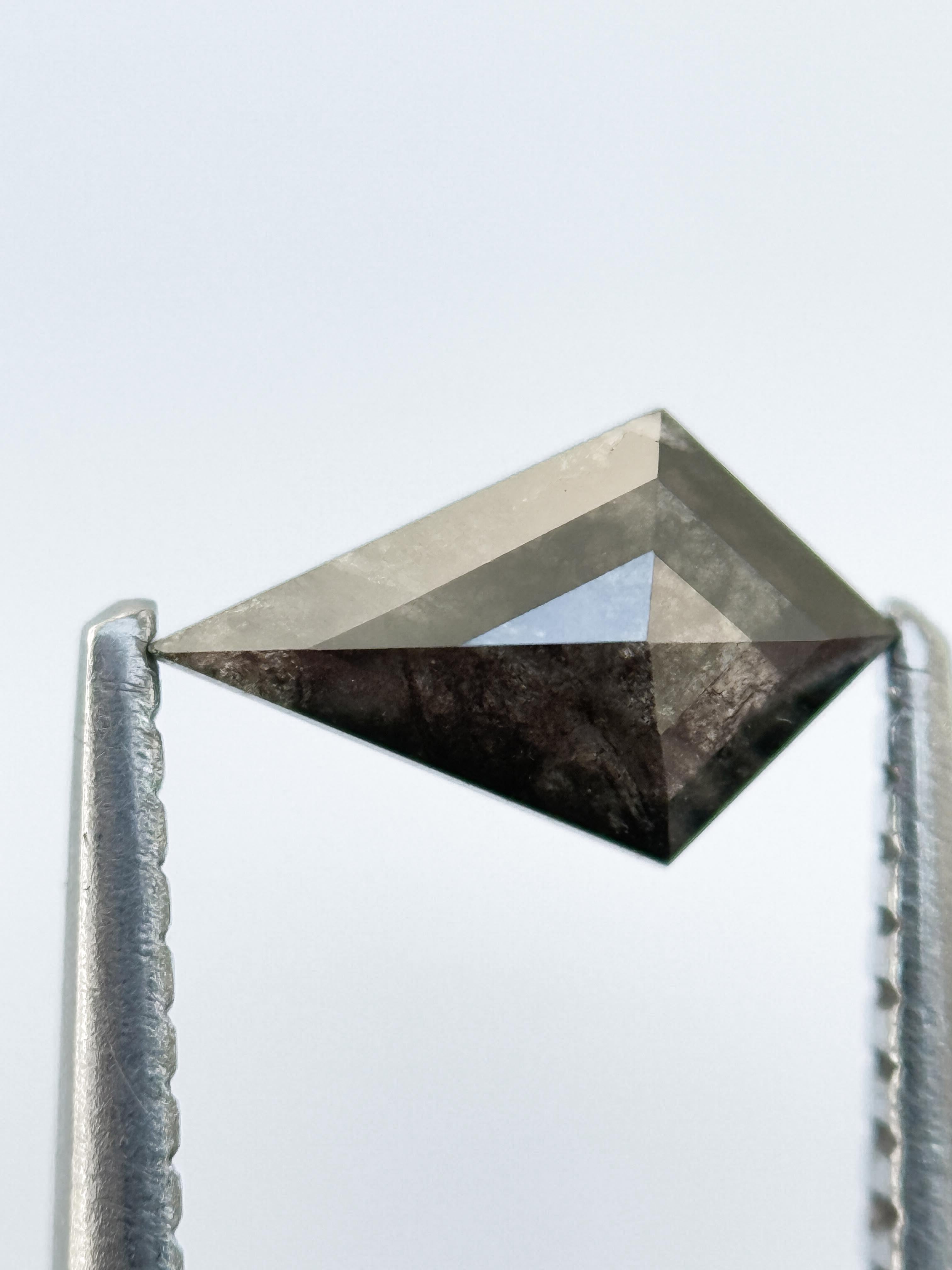 0.58 Ct Kite Rose Cut Grey Natural Salt and Pepper Diamond