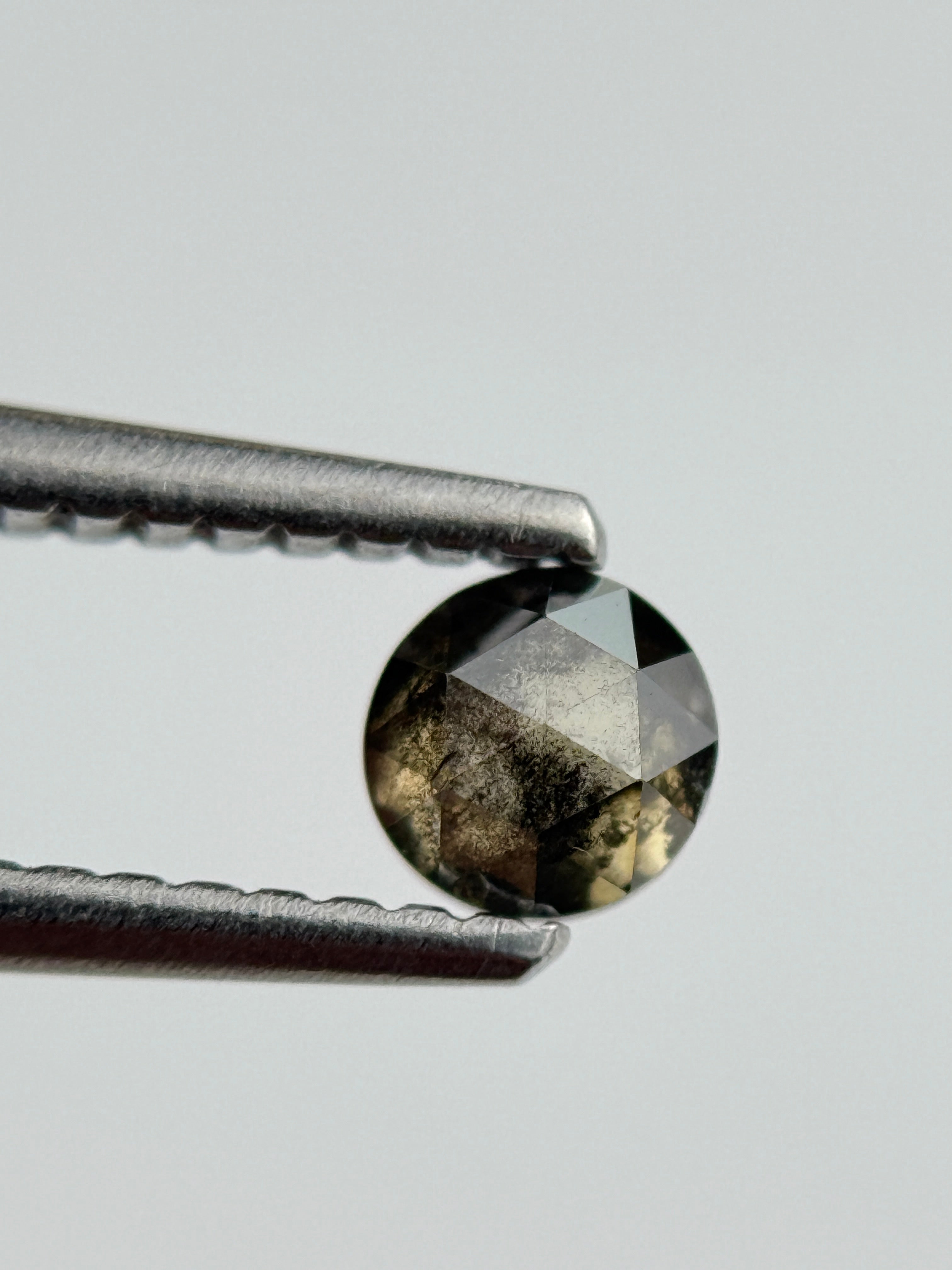 0.34 Ct Round Rose Cut Grey Natural Salt and Pepper Diamond