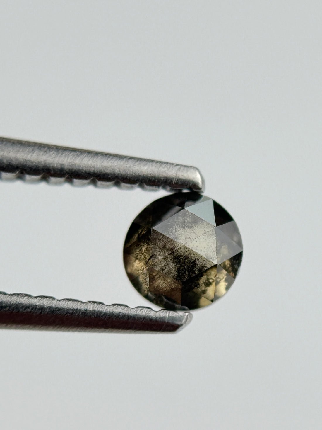 0.34 Ct Round Rose Cut Grey Natural Salt and Pepper Diamond
