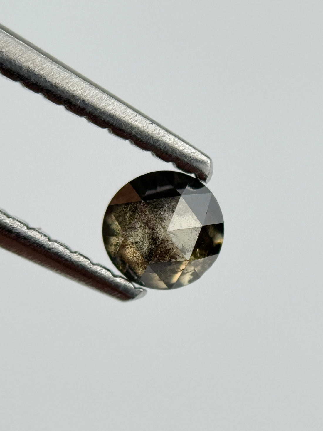 0.34 Ct Round Rose Cut Grey Natural Salt and Pepper Diamond