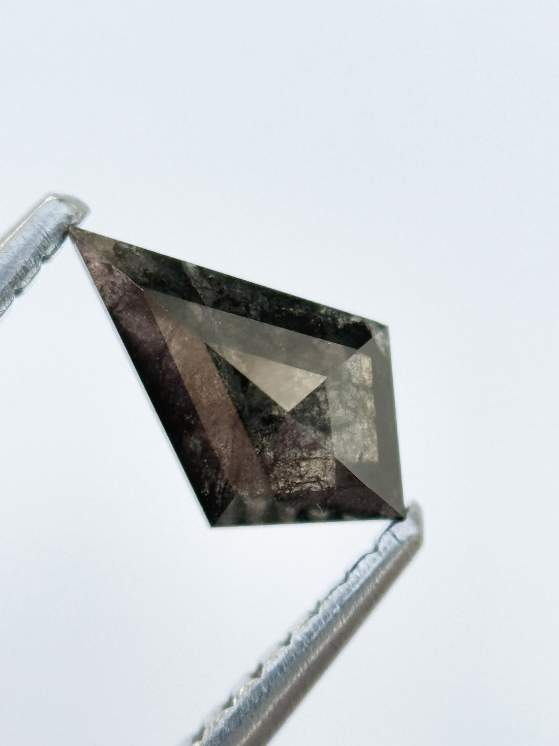 0.58 Ct Kite Rose Cut Grey Natural Salt and Pepper Diamond
