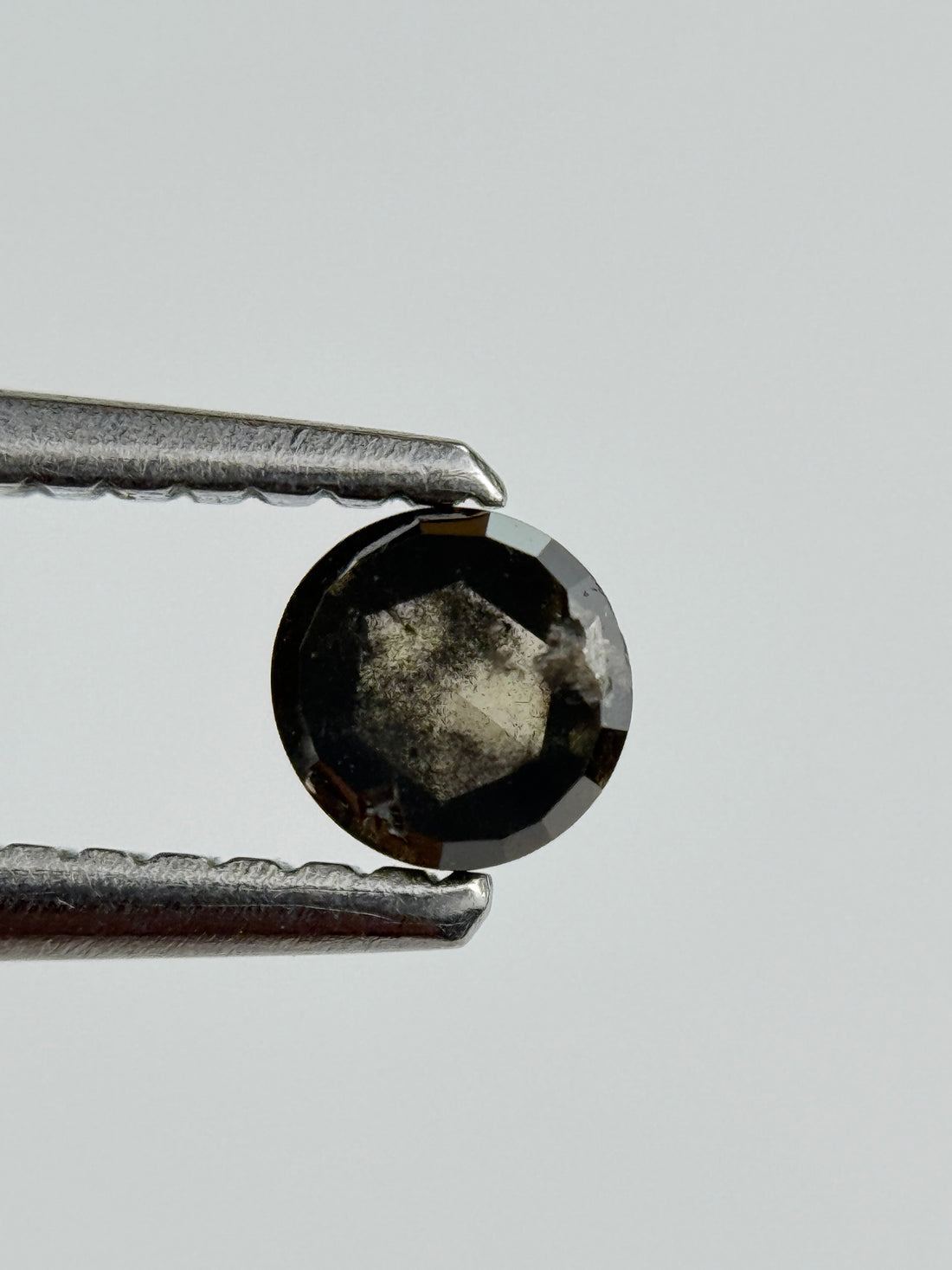 0.34 Ct Round Rose Cut Grey Natural Salt and Pepper Diamond