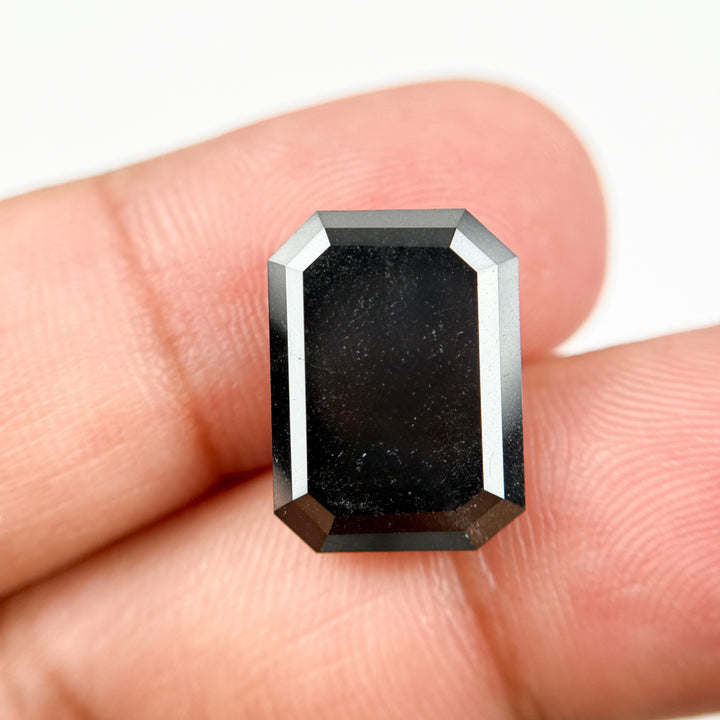 12.00 Ct Emerald Rose Cut Black Natural Salt and Pepper Diamond