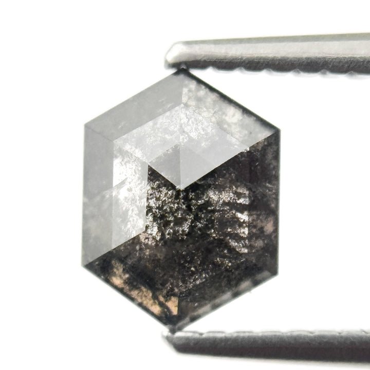 1.20 Ct Hexagon Rose Cut Grey Natural Salt and Pepper Diamond