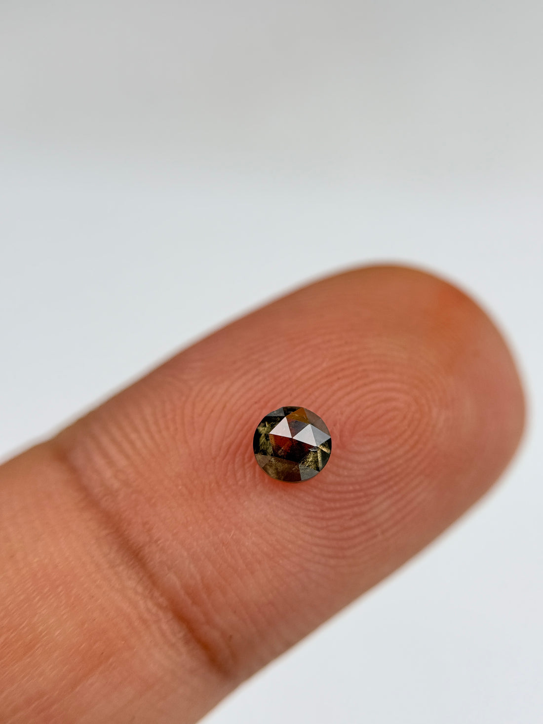 0.34 Ct Round Rose Cut Grey Natural Salt and Pepper Diamond