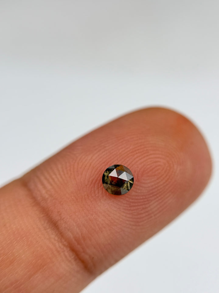 0.34 Ct Round Rose Cut Grey Natural Salt and Pepper Diamond