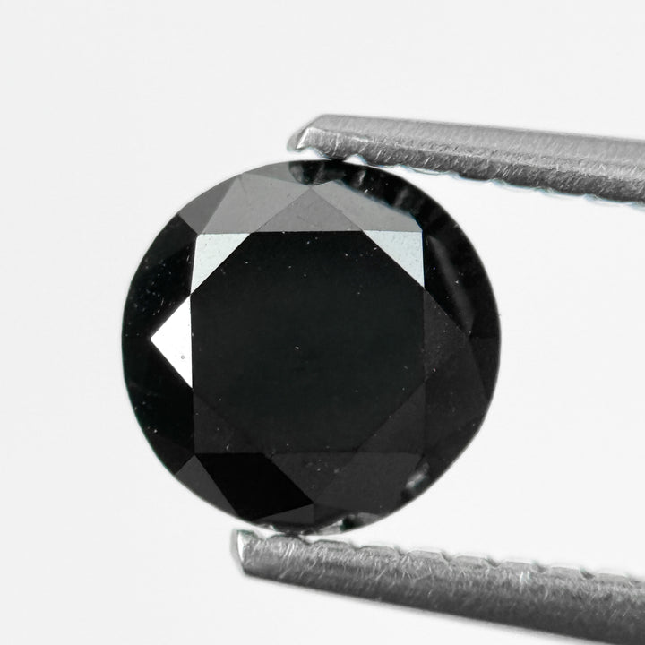 1.30 Ct Round Brilliant Cut Black Natural Galaxy Diamond