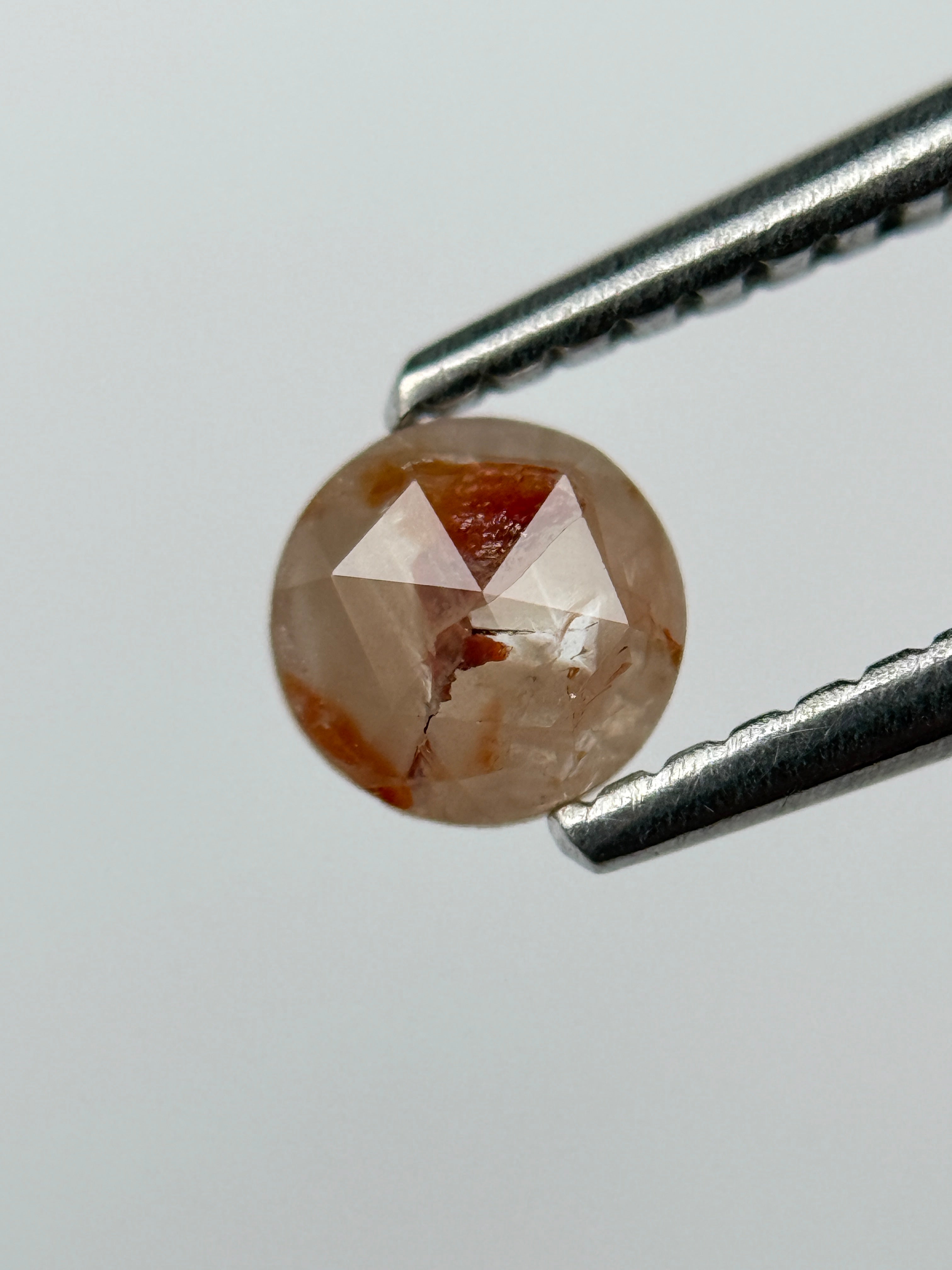 0.32 Ct Round Rose Cut Red Natural Salt and Pepper Diamond