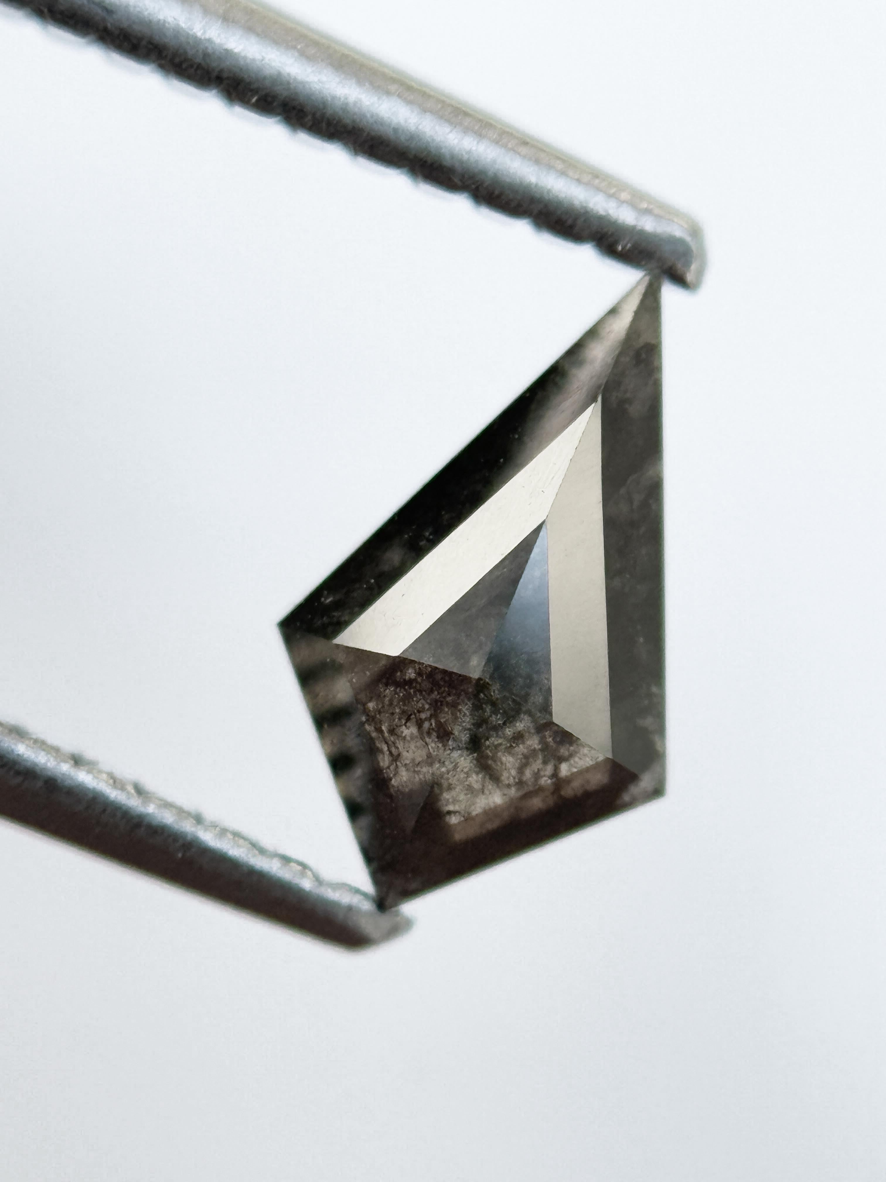 0.58 Ct Kite Rose Cut Grey Natural Salt and Pepper Diamond