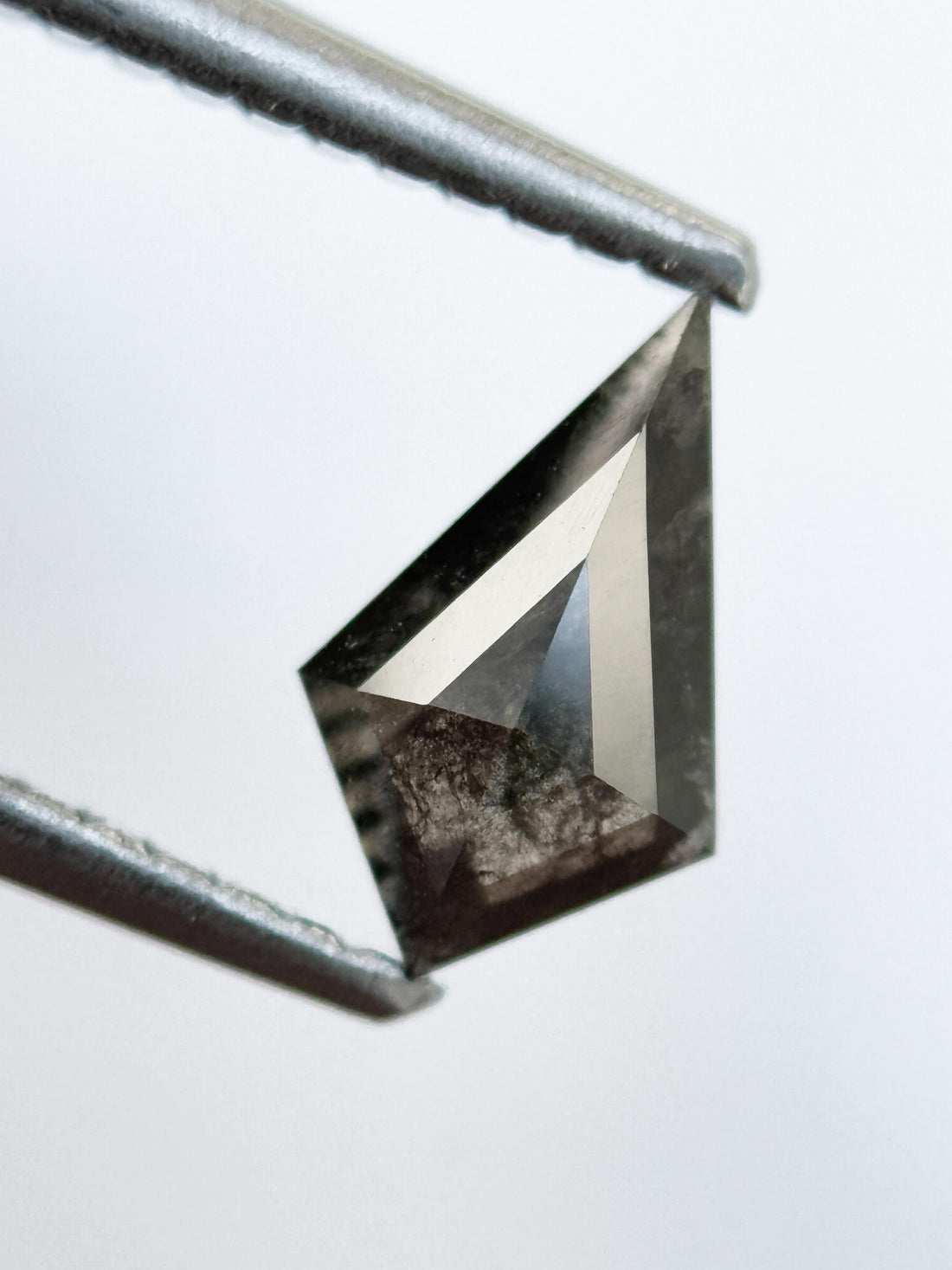 0.58 Ct Kite Rose Cut Grey Natural Salt and Pepper Diamond