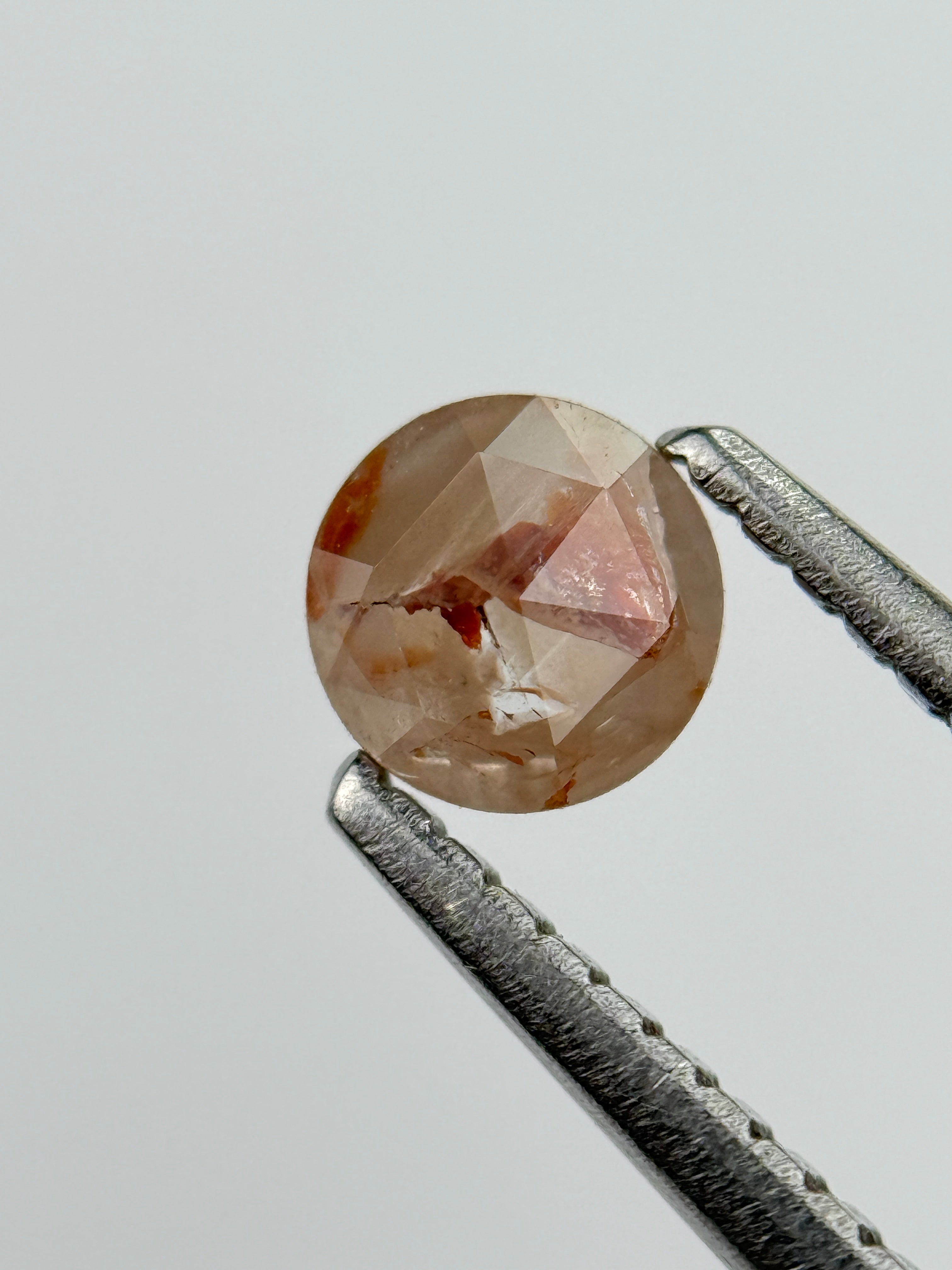 0.32 Ct Round Rose Cut Red Natural Salt and Pepper Diamond