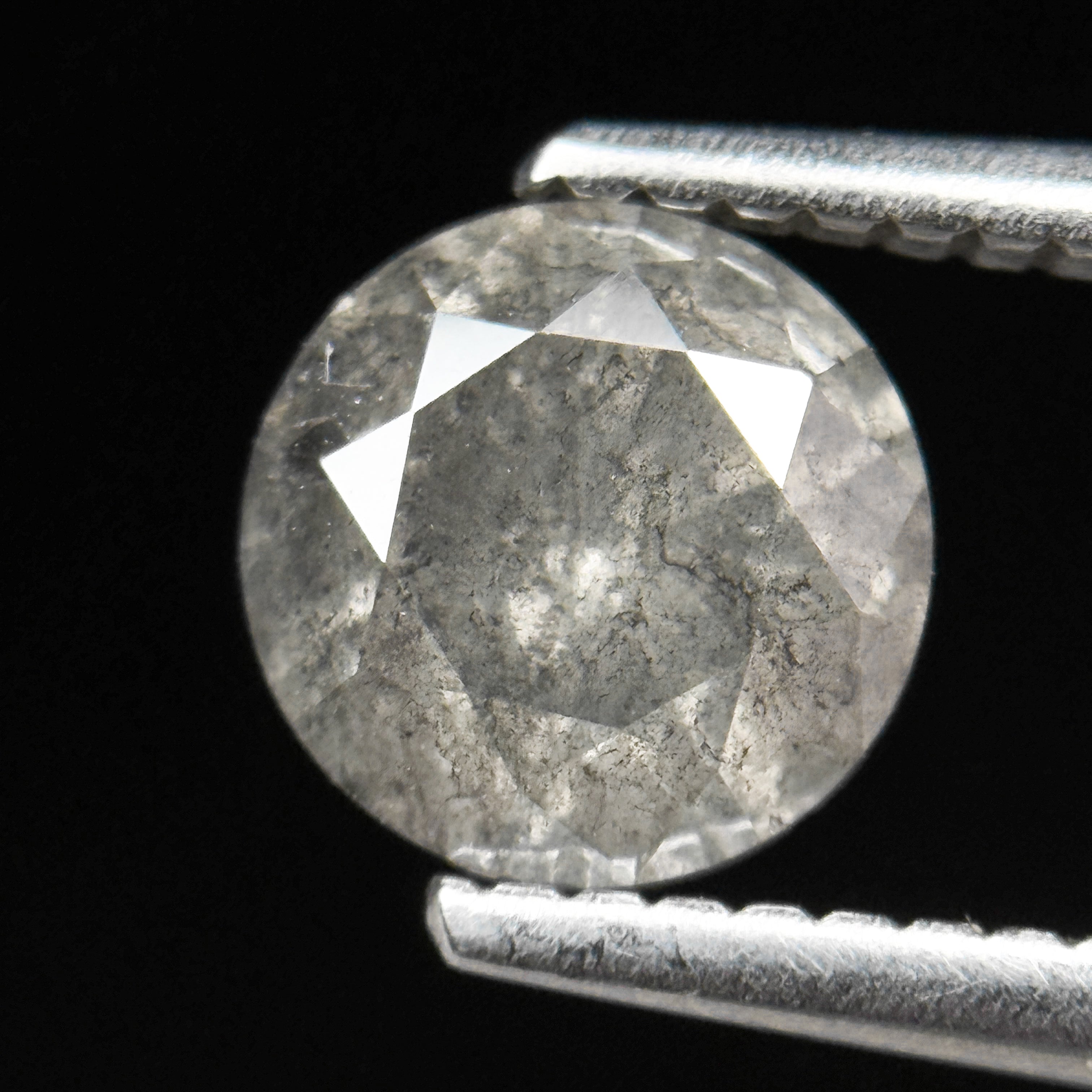 1.38 Ct Round Brilliant Cut Grey Natural Galaxy Salt and Pepper Diamond
