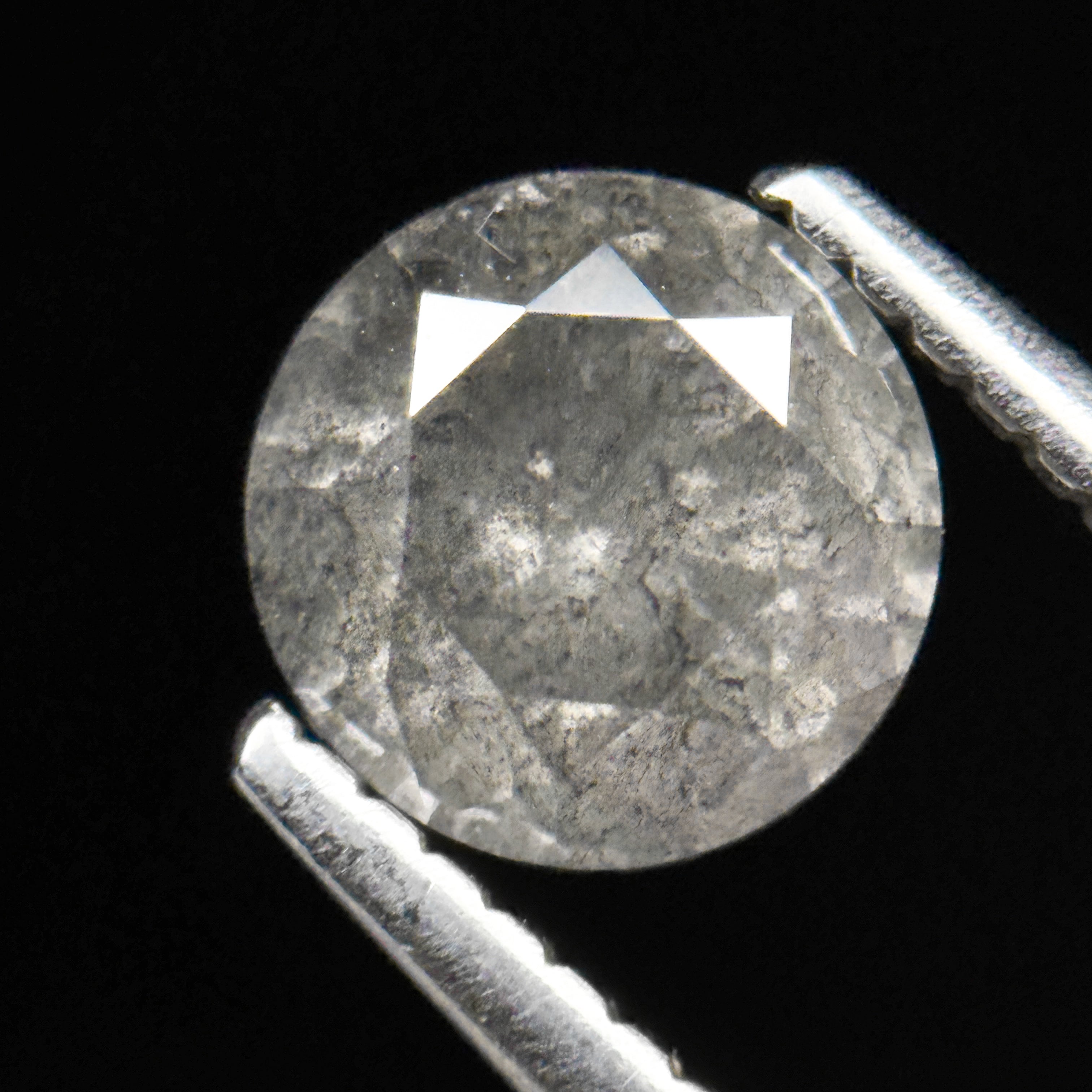 1.38 Ct Round Brilliant Cut Grey Natural Galaxy Salt and Pepper Diamond
