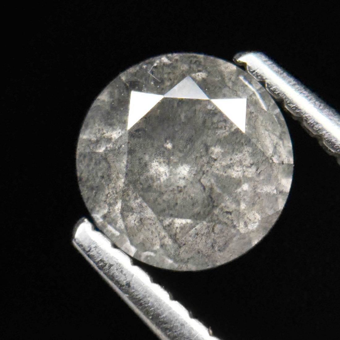 1.38 Ct Round Brilliant Cut Grey Natural Galaxy Salt and Pepper Diamond