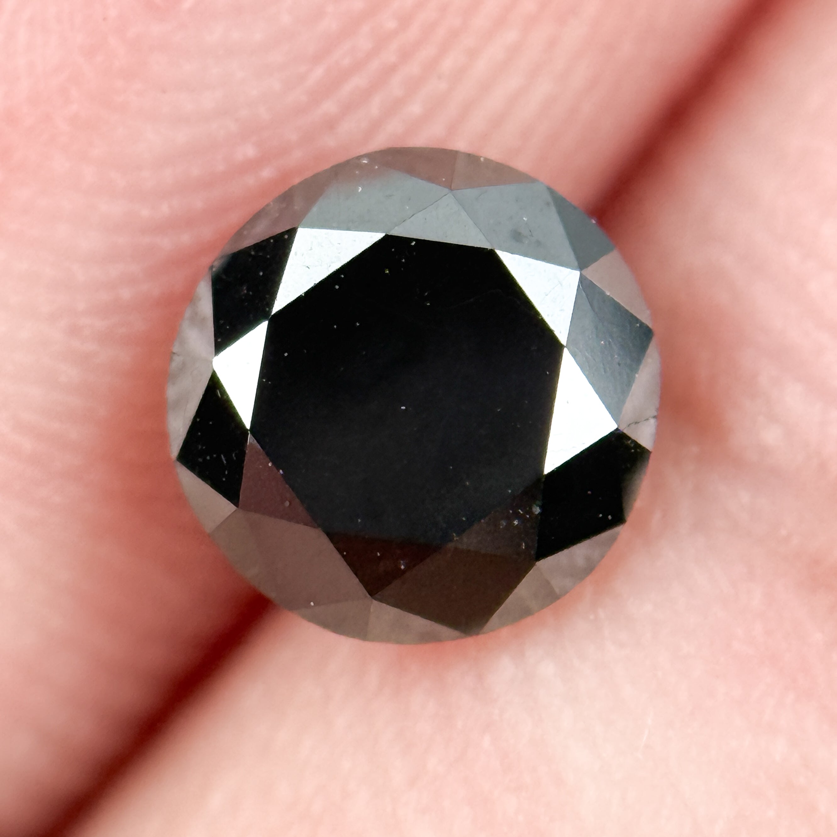 1.30 Ct Round Brilliant Cut Black Natural Galaxy Diamond