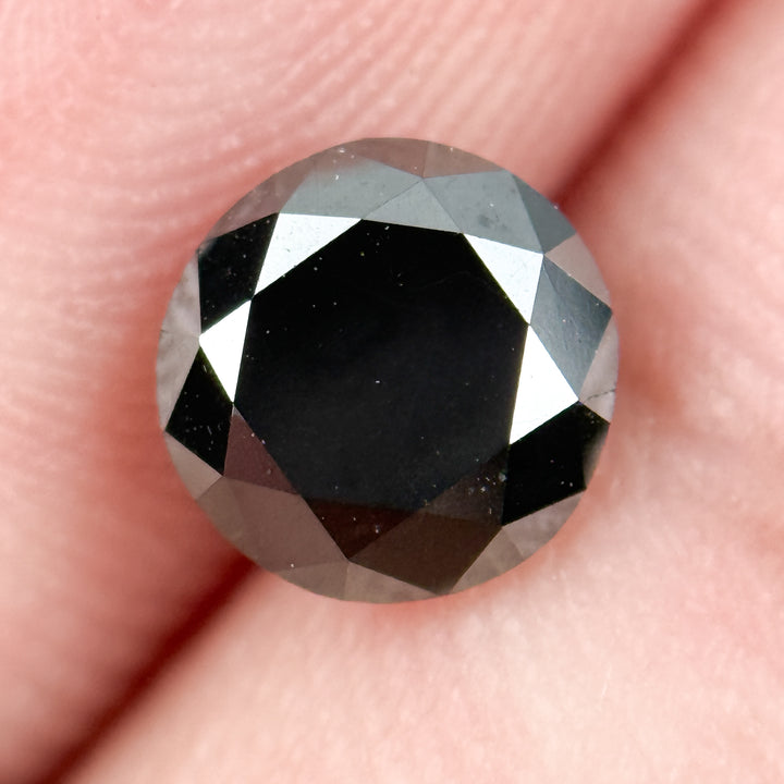 1.30 Ct Round Brilliant Cut Black Natural Galaxy Diamond