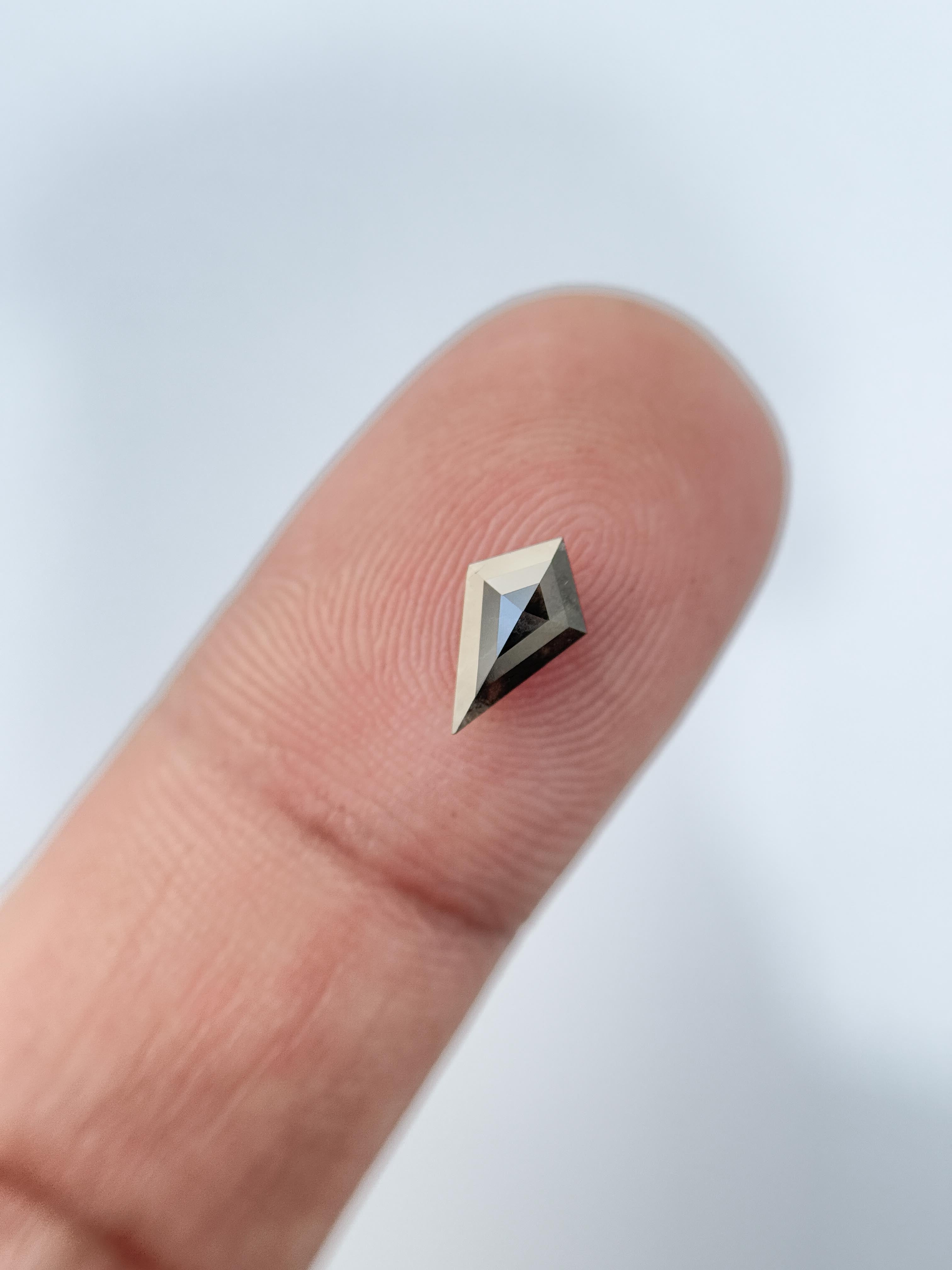 0.58 Ct Kite Rose Cut Grey Natural Salt and Pepper Diamond