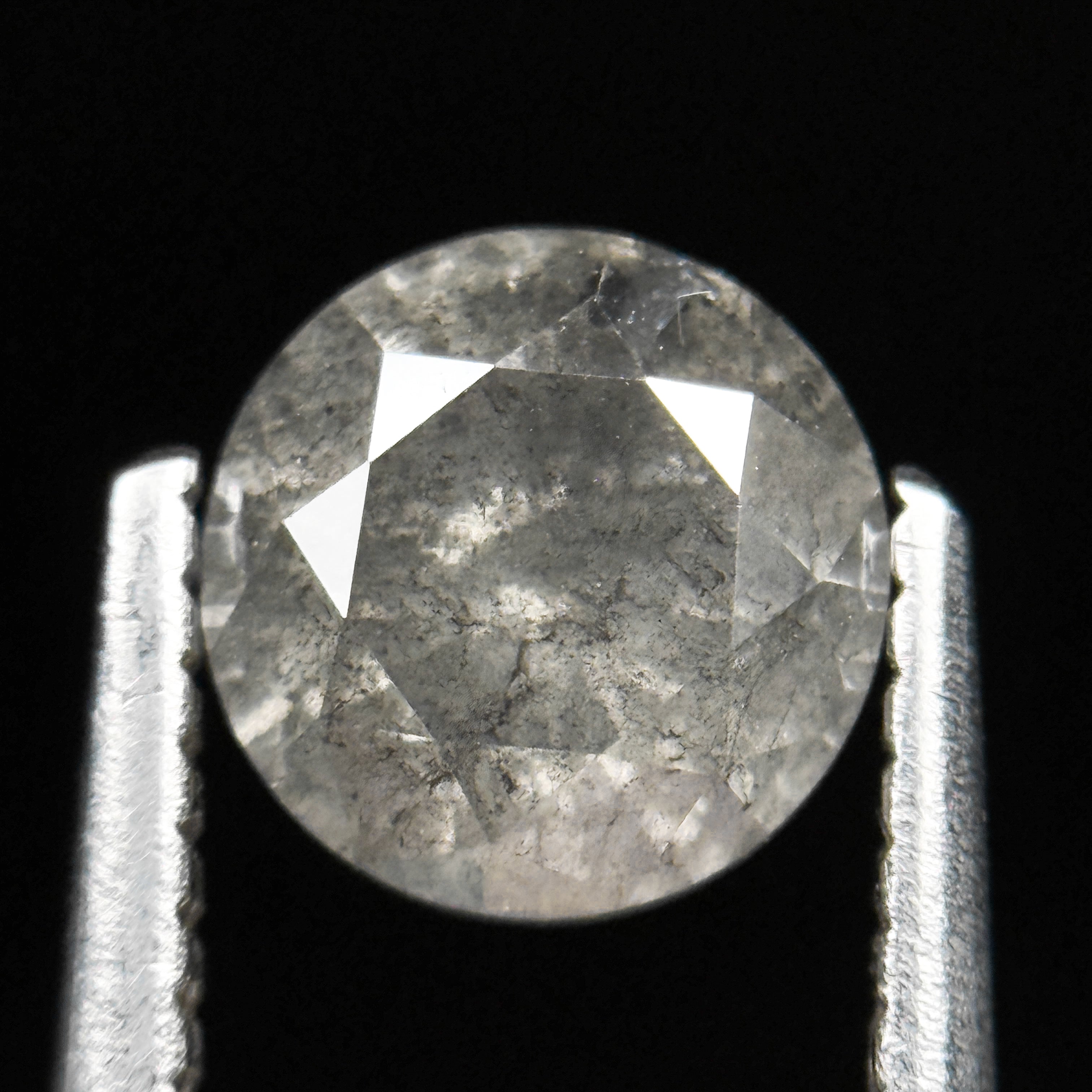 1.38 Ct Round Brilliant Cut Grey Natural Galaxy Salt and Pepper Diamond