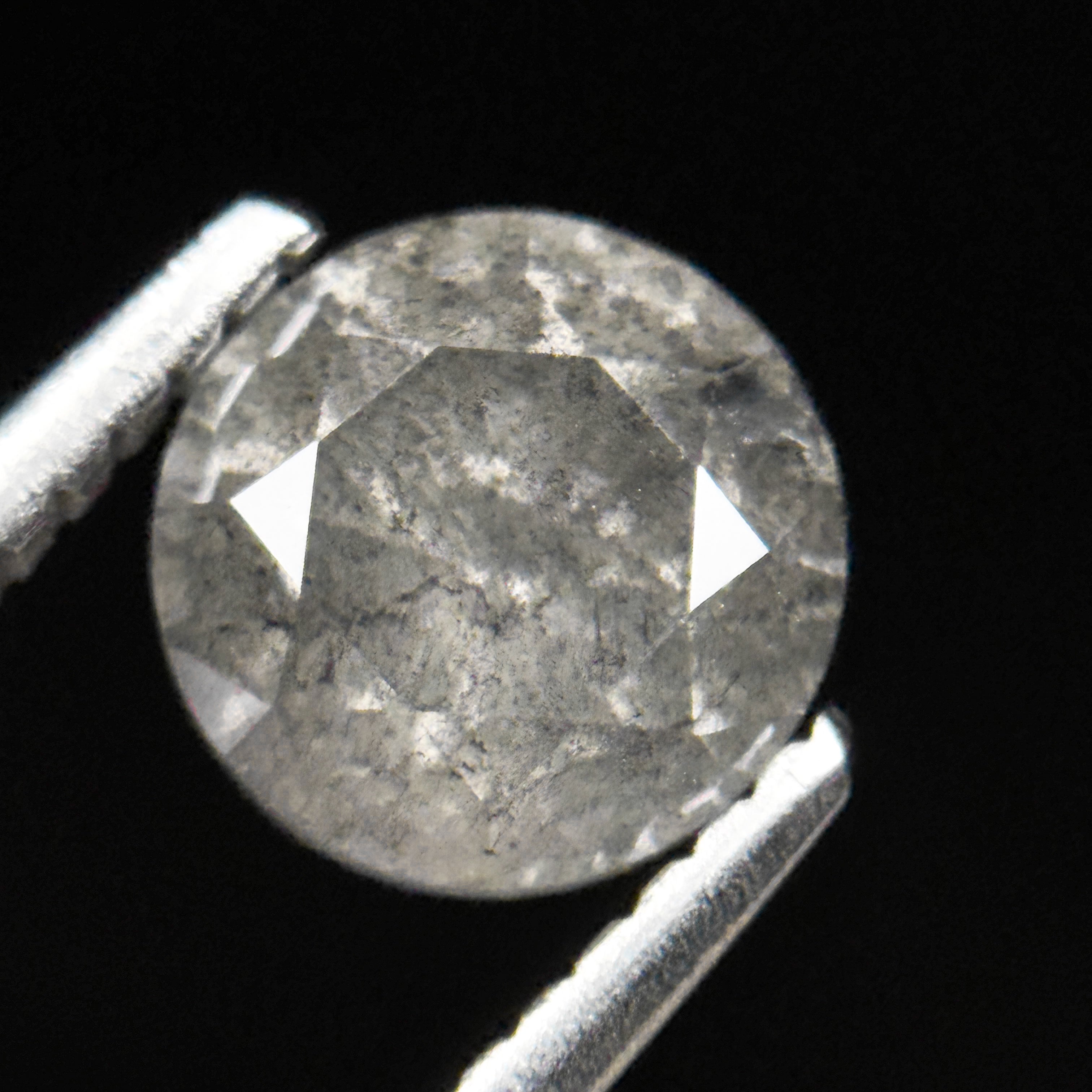 1.38 Ct Round Brilliant Cut Grey Natural Galaxy Salt and Pepper Diamond