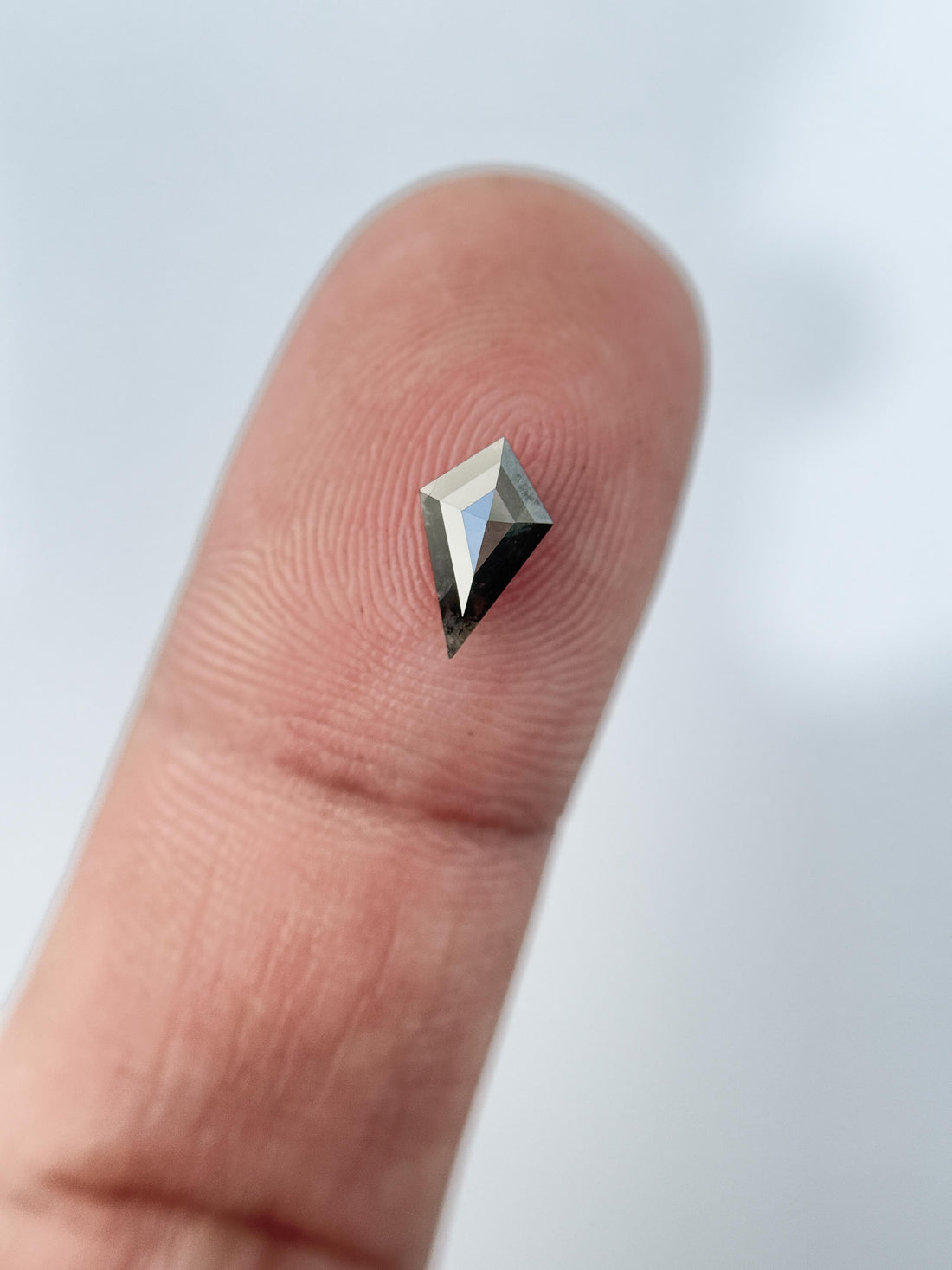 0.58 Ct Kite Rose Cut Grey Natural Salt and Pepper Diamond