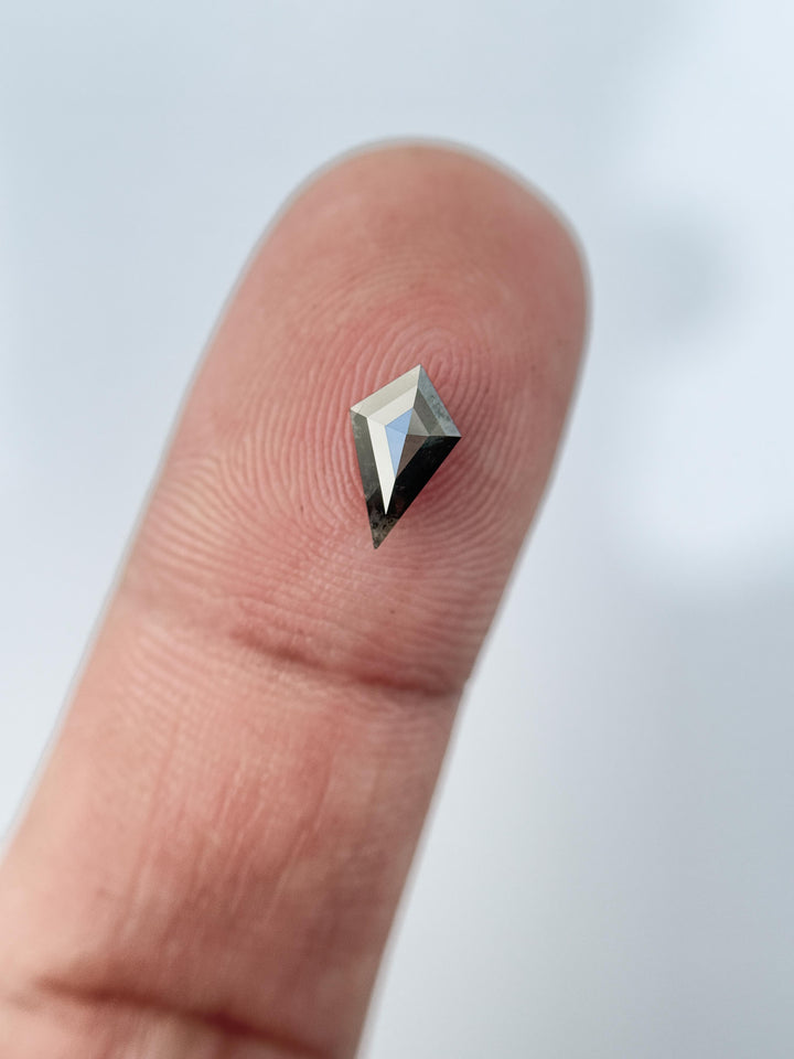 0.58 Ct Kite Rose Cut Grey Natural Salt and Pepper Diamond