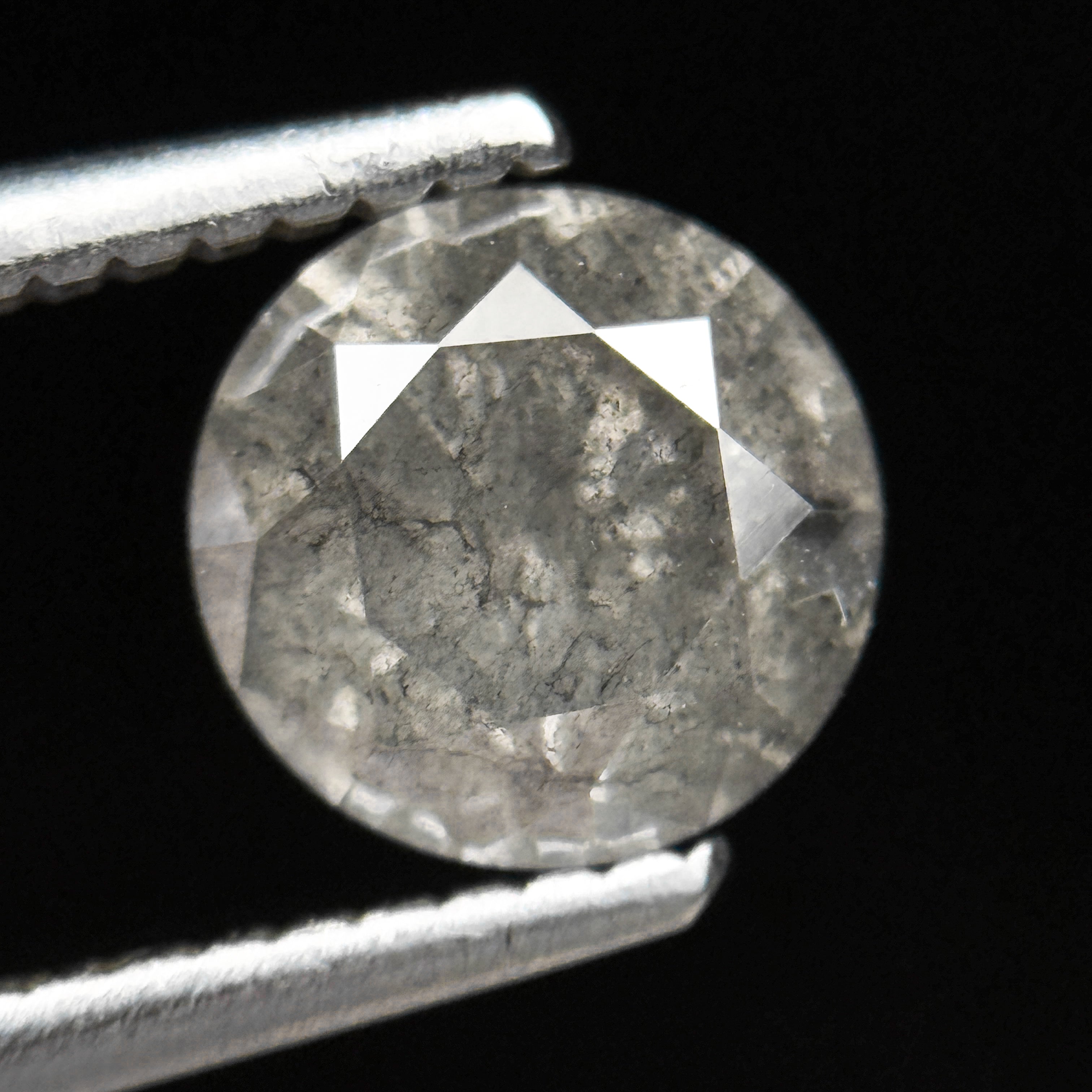 1.38 Ct Round Brilliant Cut Grey Natural Galaxy Salt and Pepper Diamond
