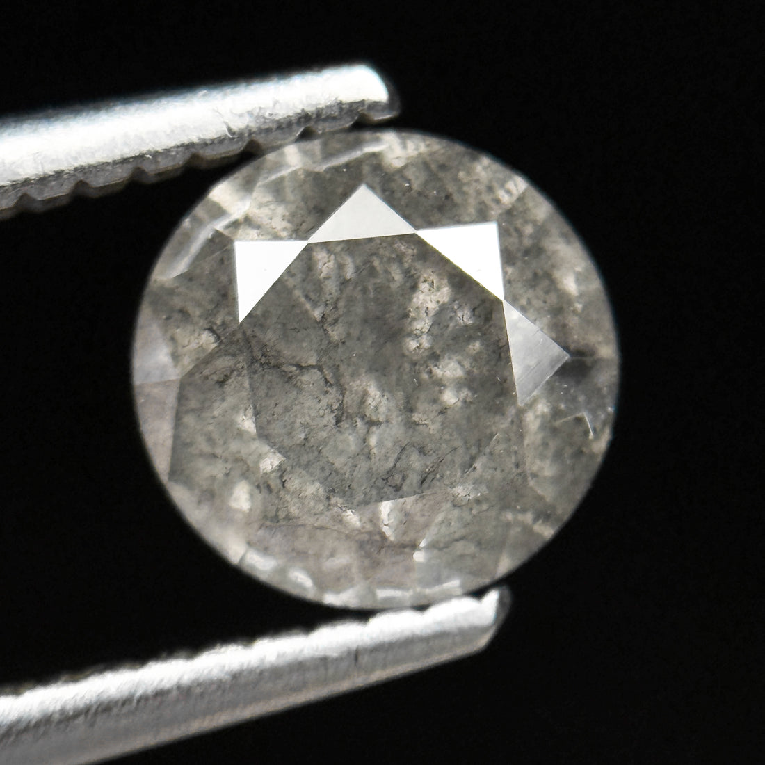 1.38 Ct Round Brilliant Cut Grey Natural Galaxy Salt and Pepper Diamond
