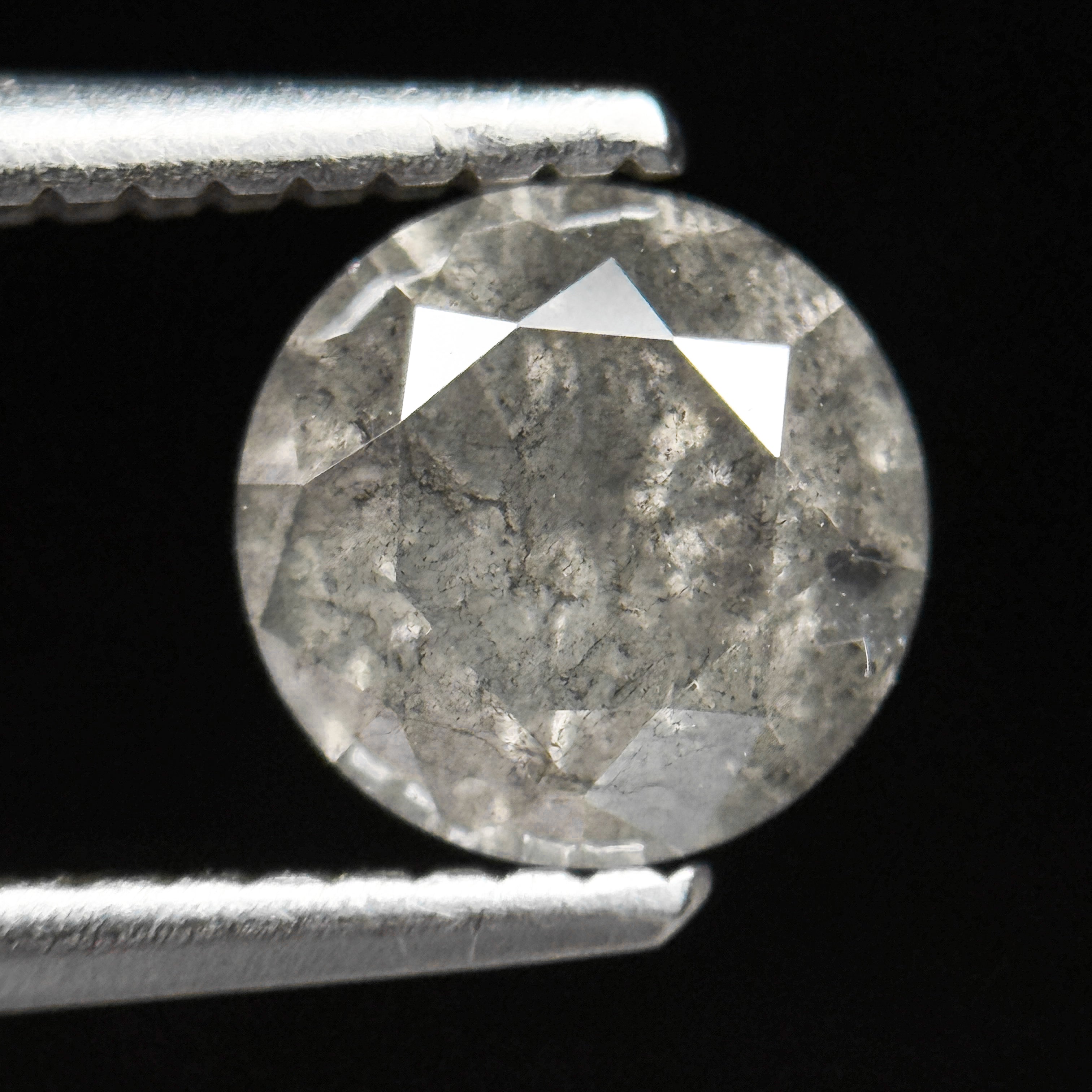 1.38 Ct Round Brilliant Cut Grey Natural Galaxy Salt and Pepper Diamond