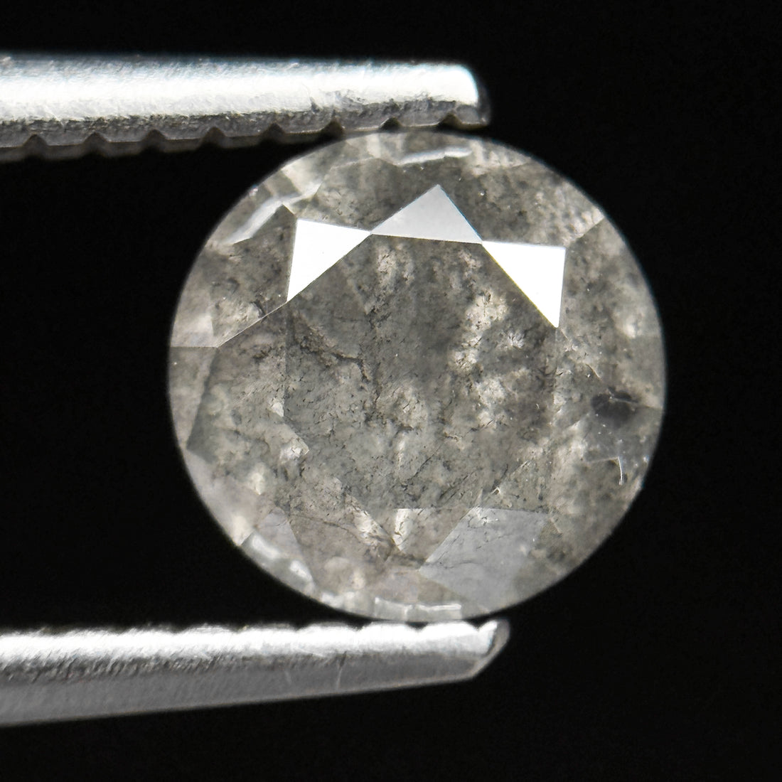 1.38 Ct Round Brilliant Cut Grey Natural Galaxy Salt and Pepper Diamond
