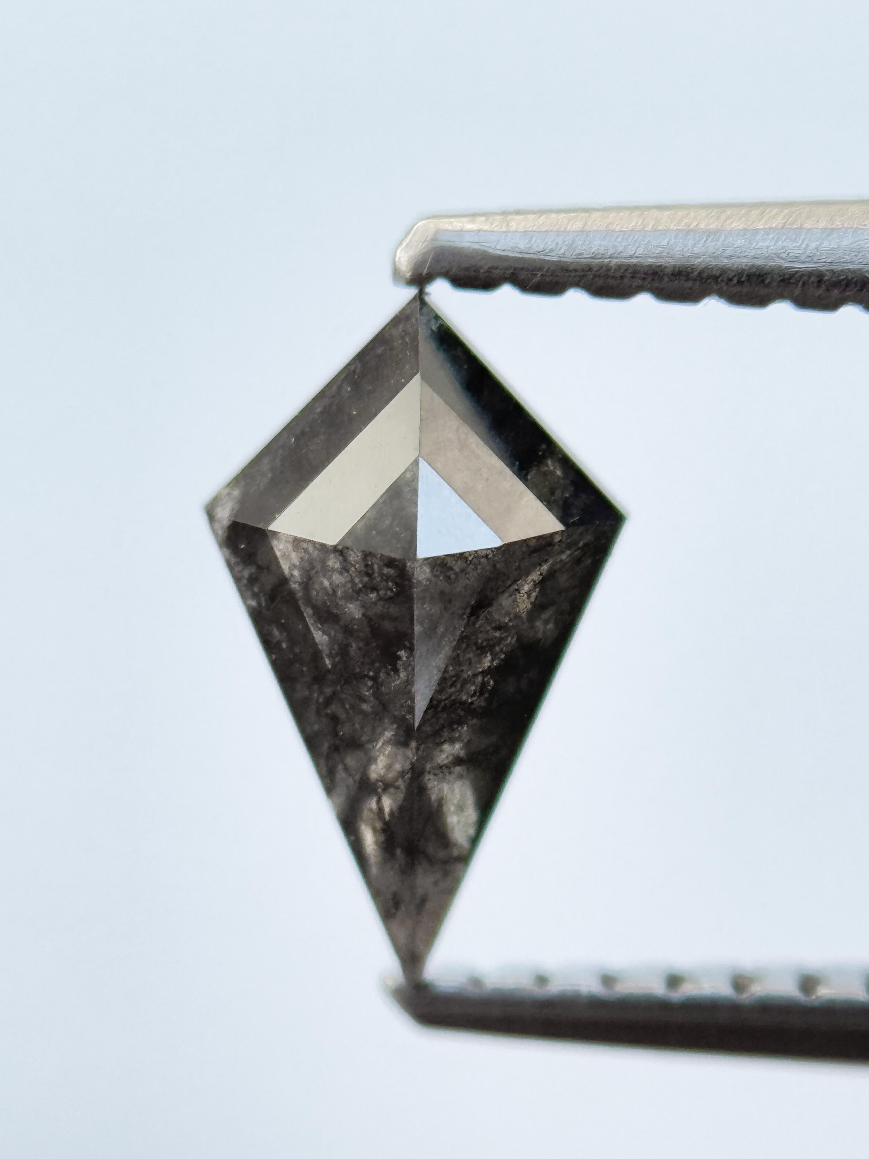 0.58 Ct Kite Rose Cut Grey Natural Salt and Pepper Diamond
