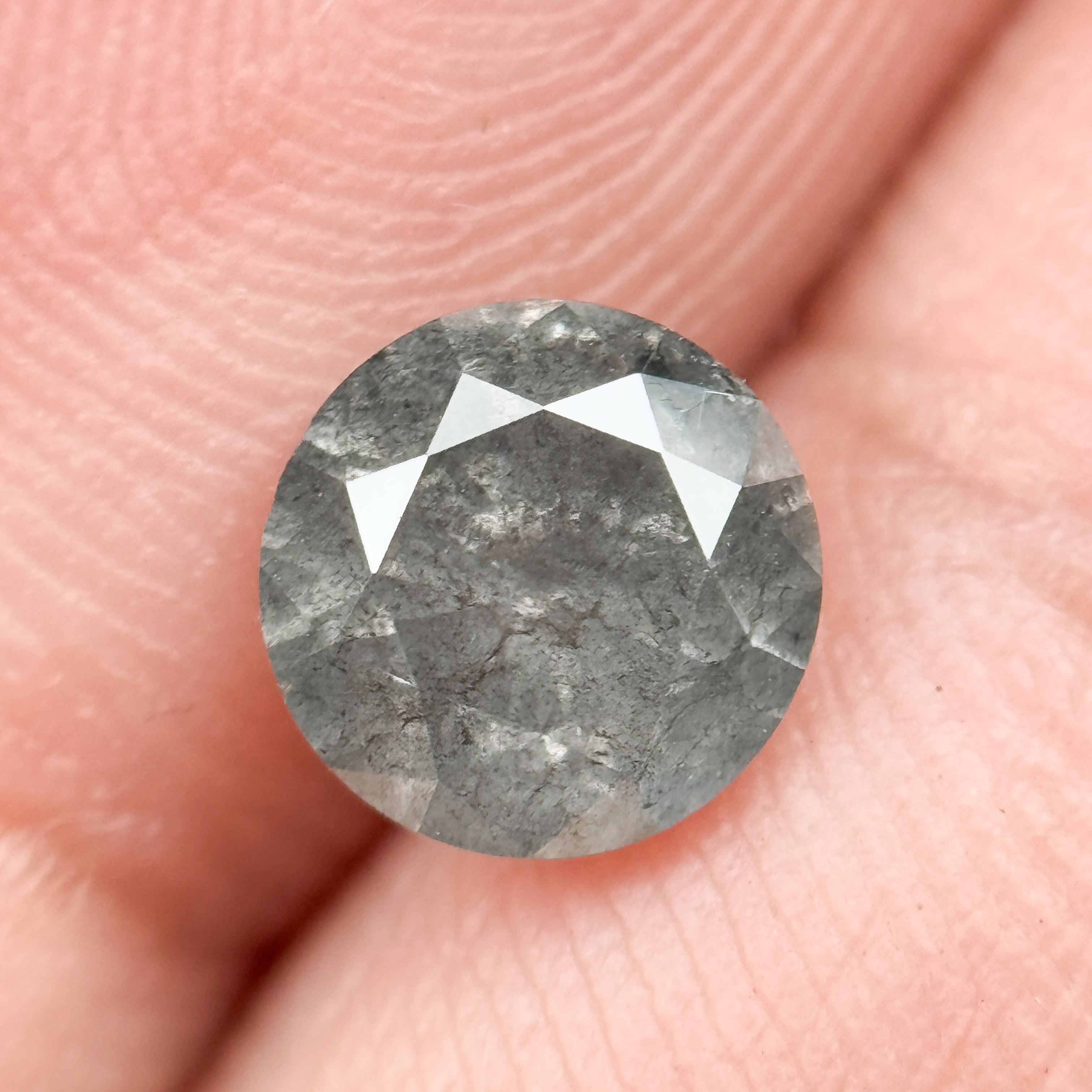 1.38 Ct Round Brilliant Cut Grey Natural Galaxy Salt and Pepper Diamond