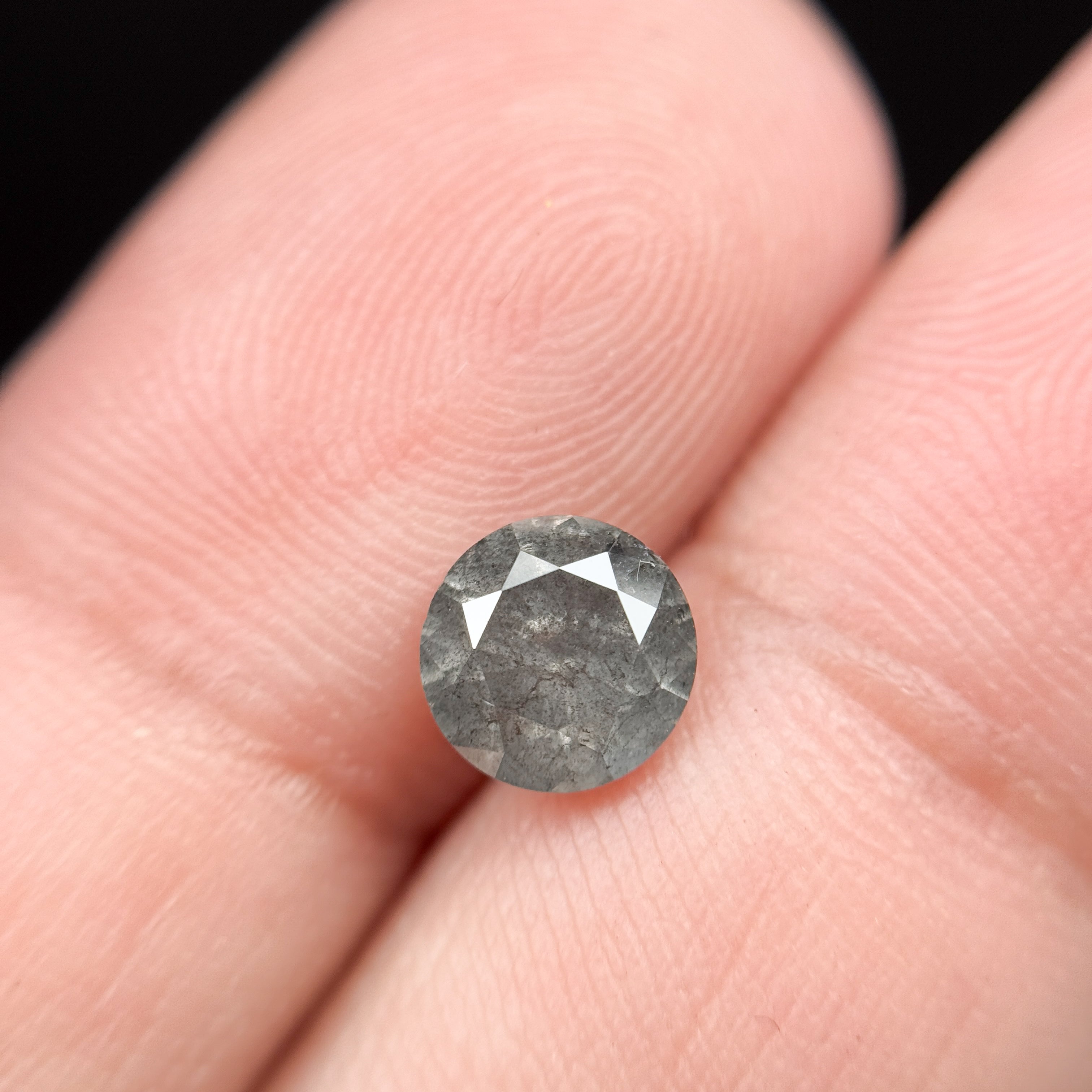 1.38 Ct Round Brilliant Cut Grey Natural Galaxy Salt and Pepper Diamond