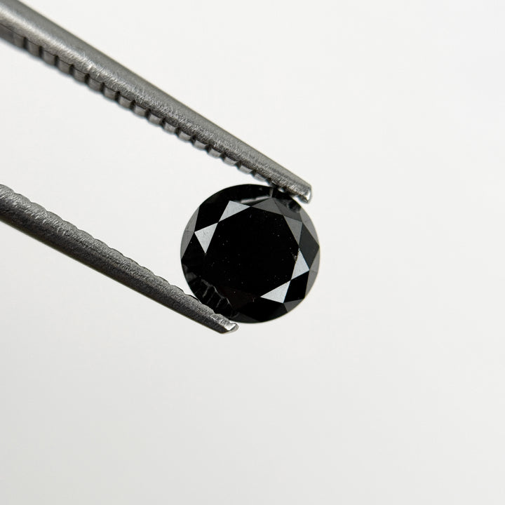 1.47 Ct Round Brilliant Cut Black Natural Salt and Pepper Diamond