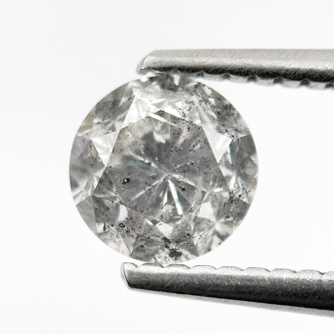 0.98 Ct Round Brilliant Cut Grey Natural Galaxy Diamond