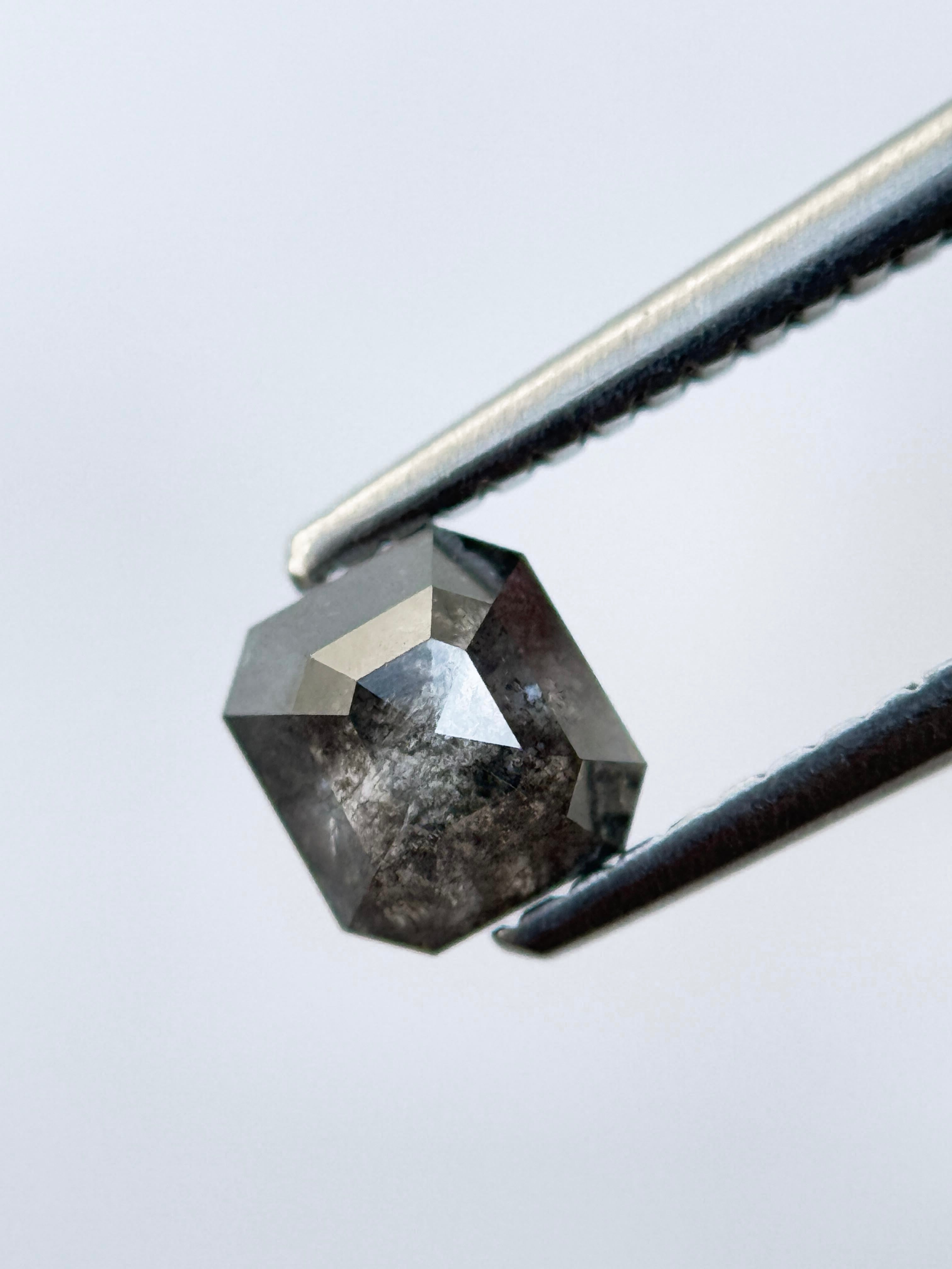 0.80 Ct Emerald Rose Cut Grey Natural Vintage Diamond