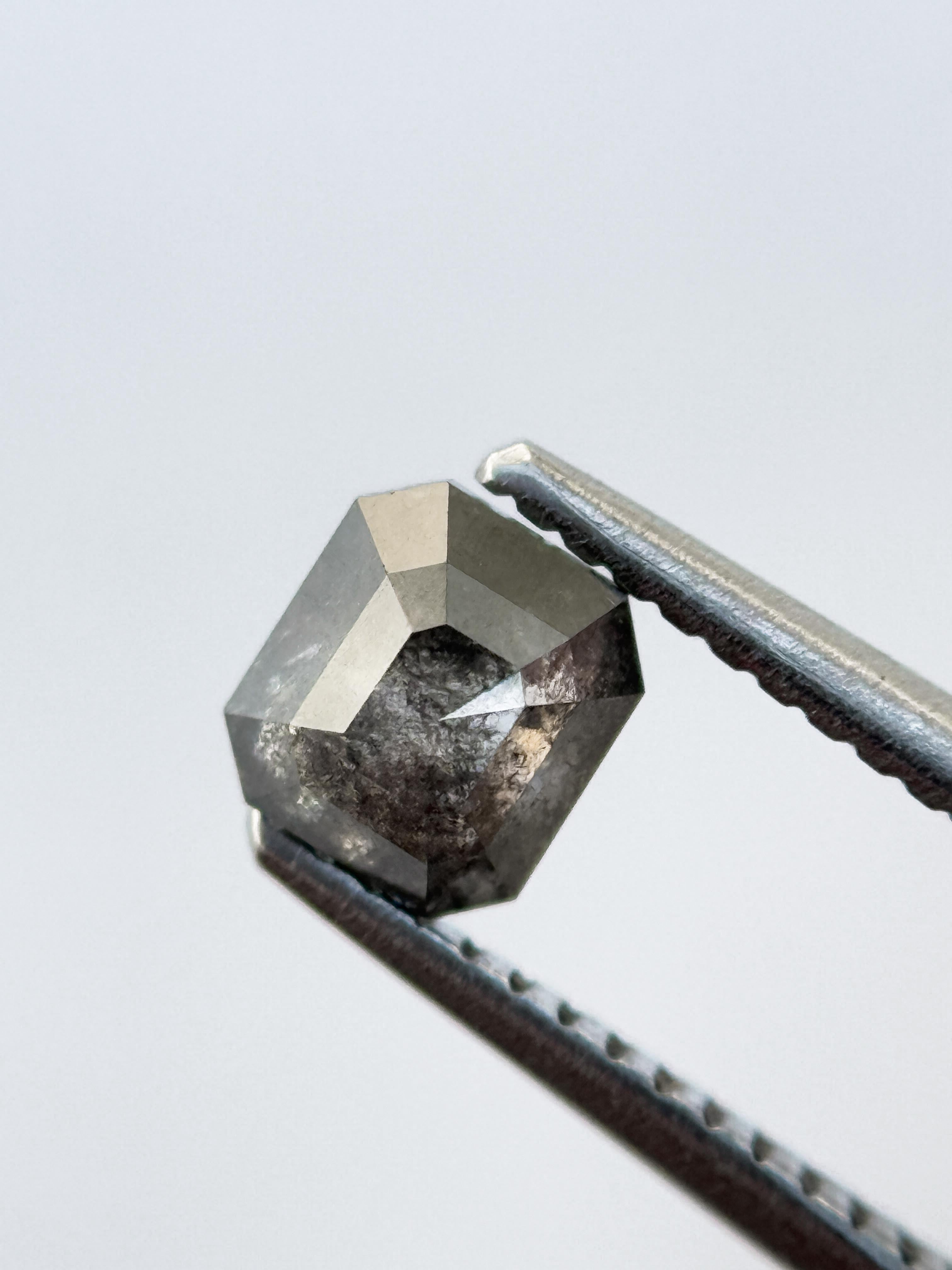 0.80 Ct Emerald Rose Cut Grey Natural Vintage Diamond
