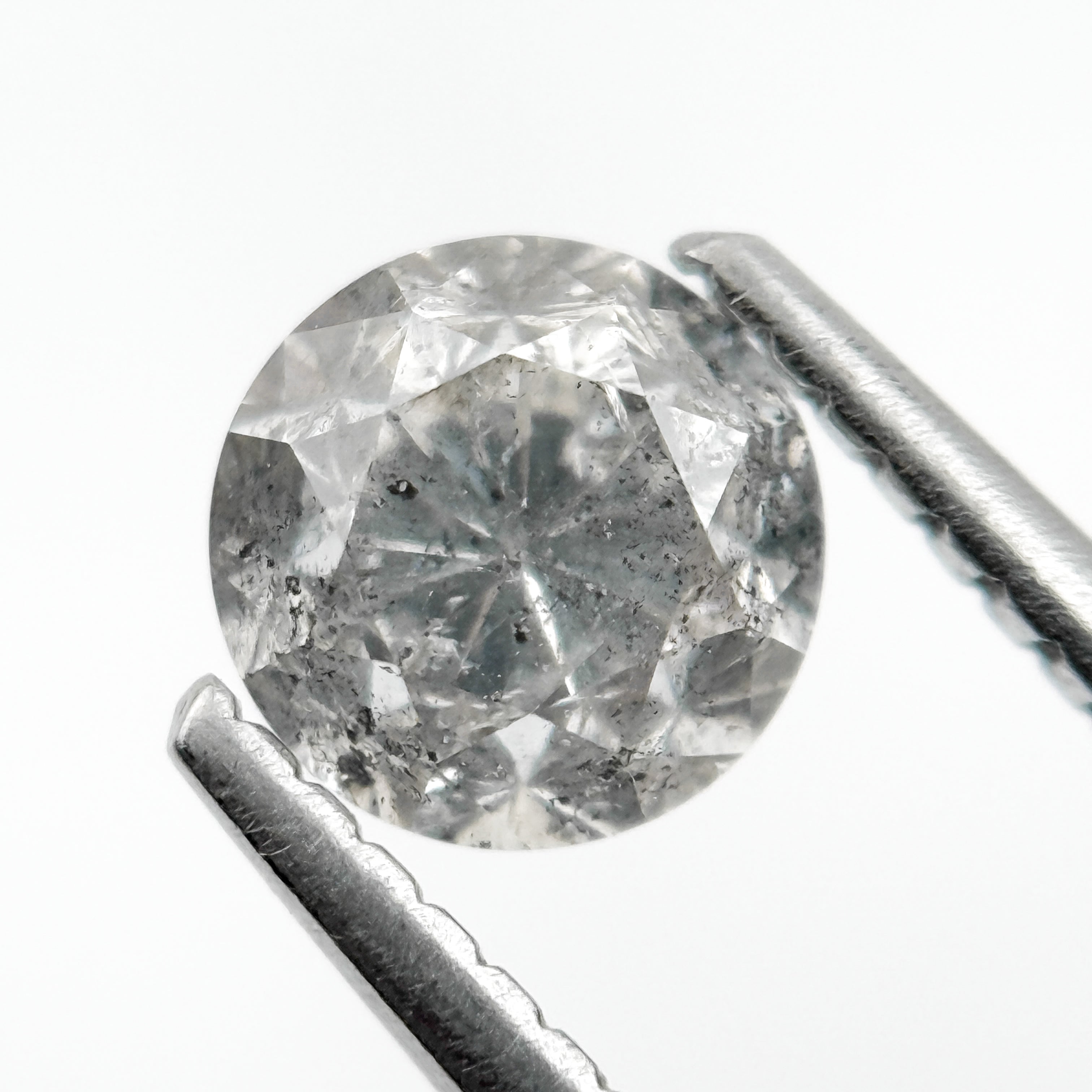 0.98 Ct Round Brilliant Cut Grey Natural Galaxy Diamond