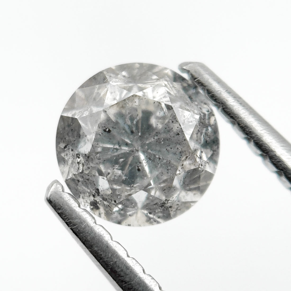 0.98 Ct Round Brilliant Cut Grey Natural Galaxy Diamond