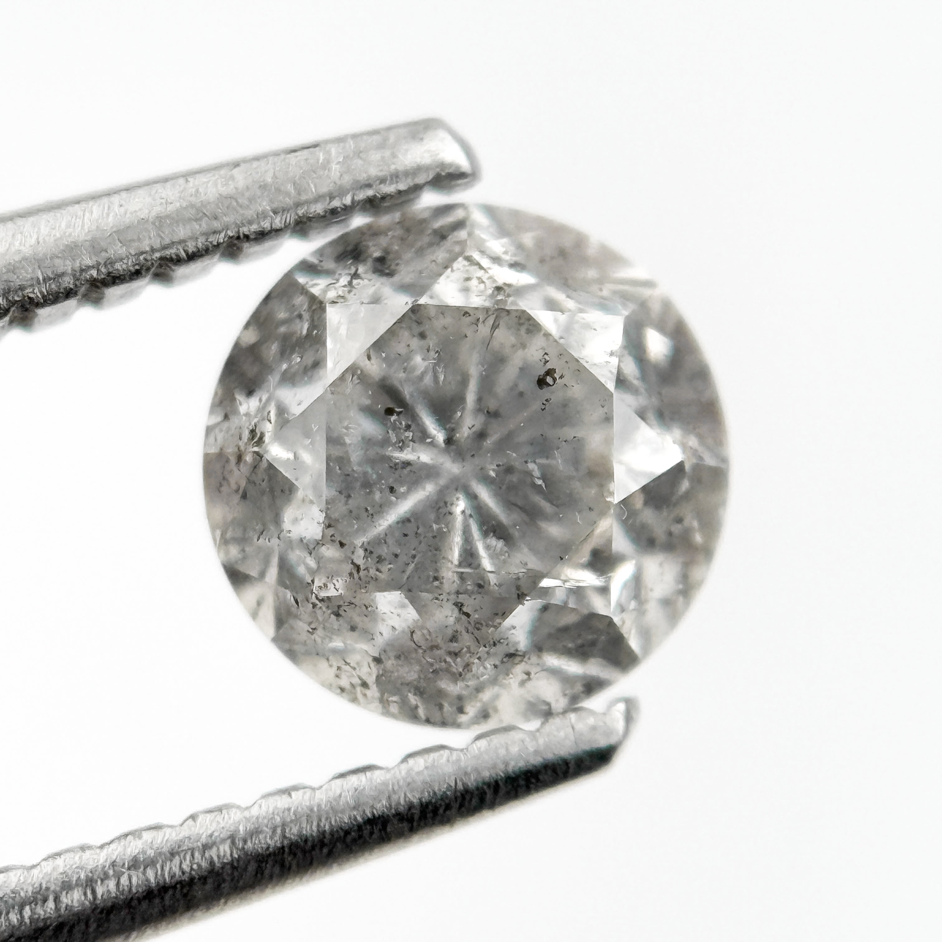 0.98 Ct Round Brilliant Cut Grey Natural Galaxy Diamond