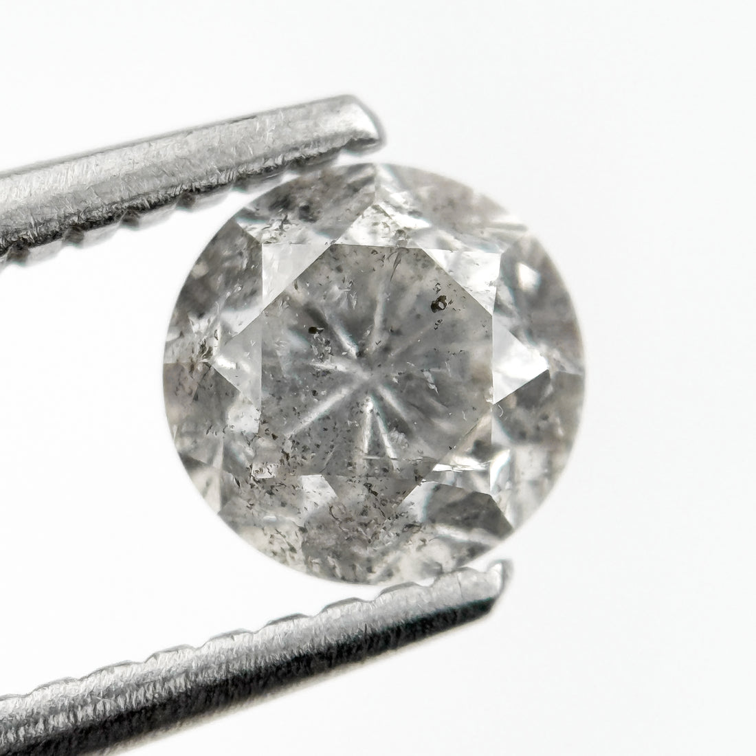 0.98 Ct Round Brilliant Cut Grey Natural Galaxy Diamond